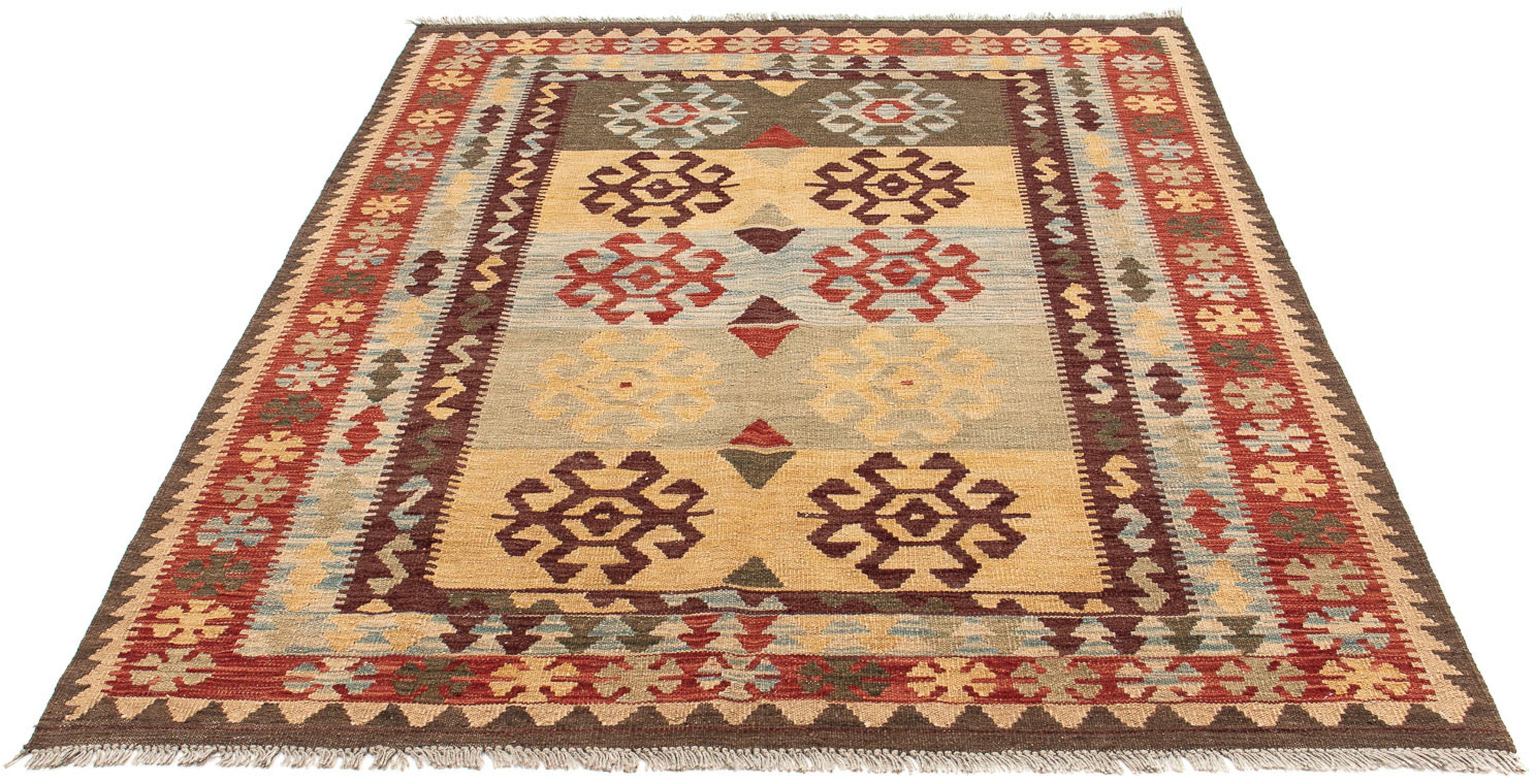 Wollteppich Kelim - Oriental - 196 x 151 cm - mehrfarbig, morgenland, rechteckig, Höhe: 4 mm, Wohnzimmer, Einzelstück