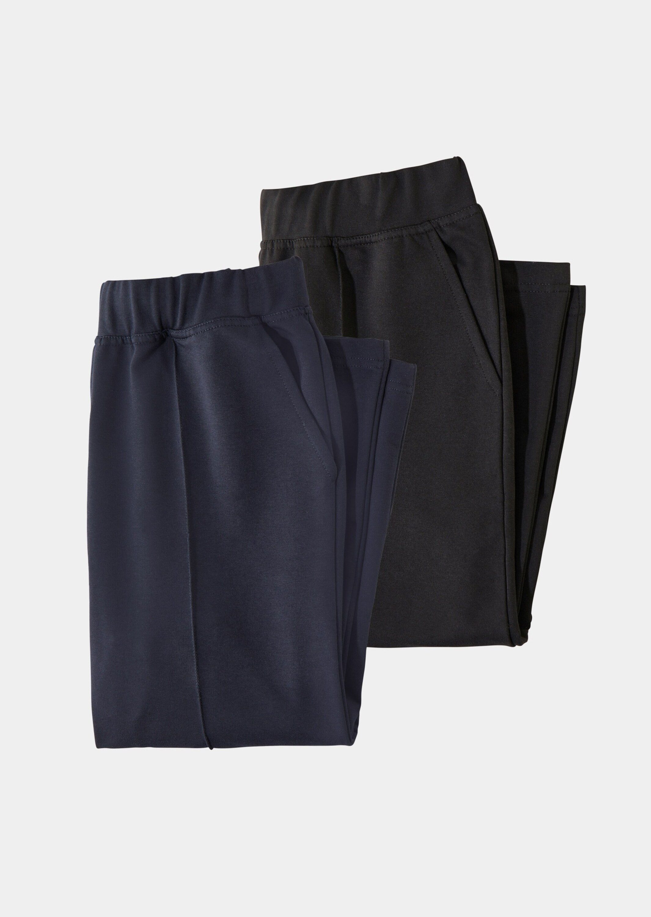 GOLDNER Jogginghose Kurzgröße: Elastische Jogpants im Doppelpack Zwei Hosen mit Biesen und Stretchbund, schmales, langes Bein