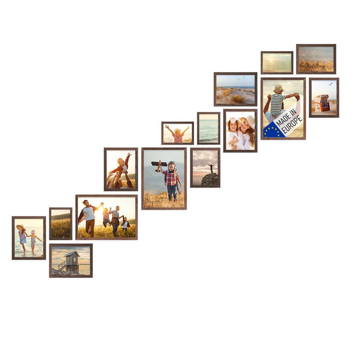 PHOTOLINI Bilderrahmen 15er Set Echtholz-Rahmen, Acrylglas günstig online kaufen