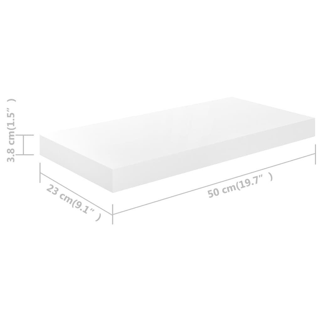 MDF Stk. Wandregal cm Hochglanz-Weiß 50x23x3,8 furnicato Schweberegale 4