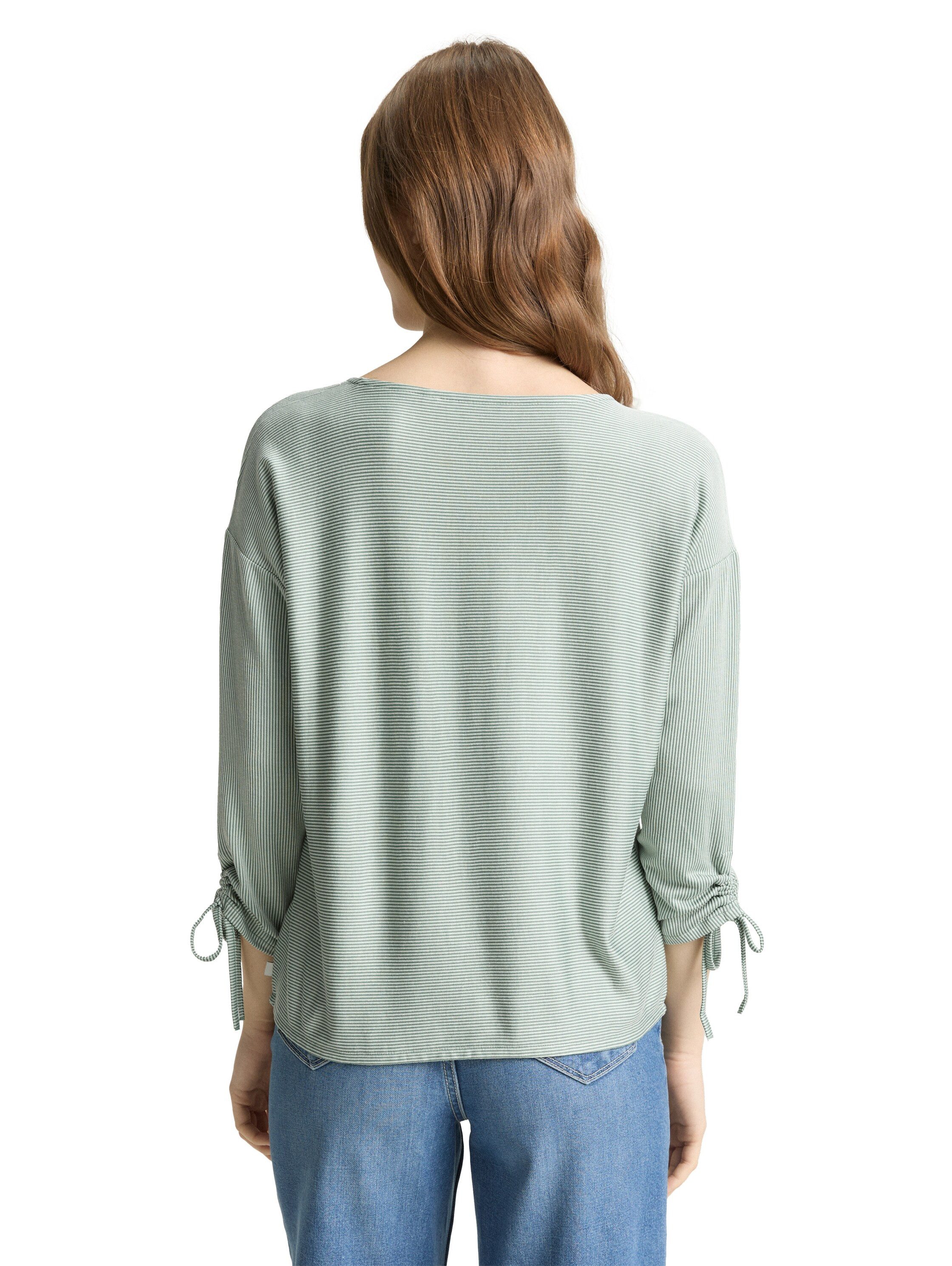 TOM TAILOR Denim 3/4-Arm-Shirt in feiner Rippoptik