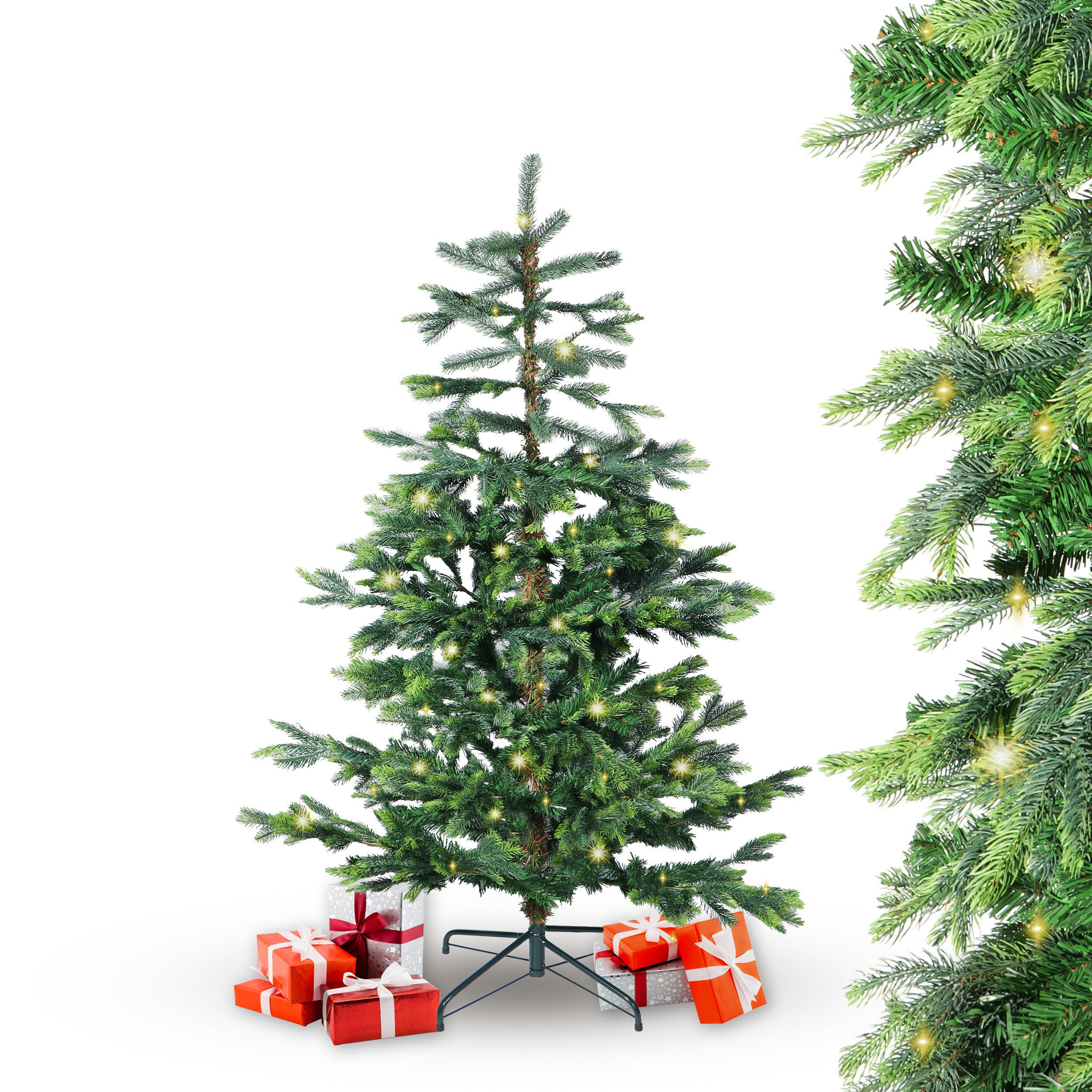 Gartenpirat Künstlicher Weihnachtsbaum BonTree Fichte mit LED Beleuchtung warmweiß Christbaum, Fichte, Natürliches Aussehen, Hochwertig, Einfacher Aufbau, mit LED´s