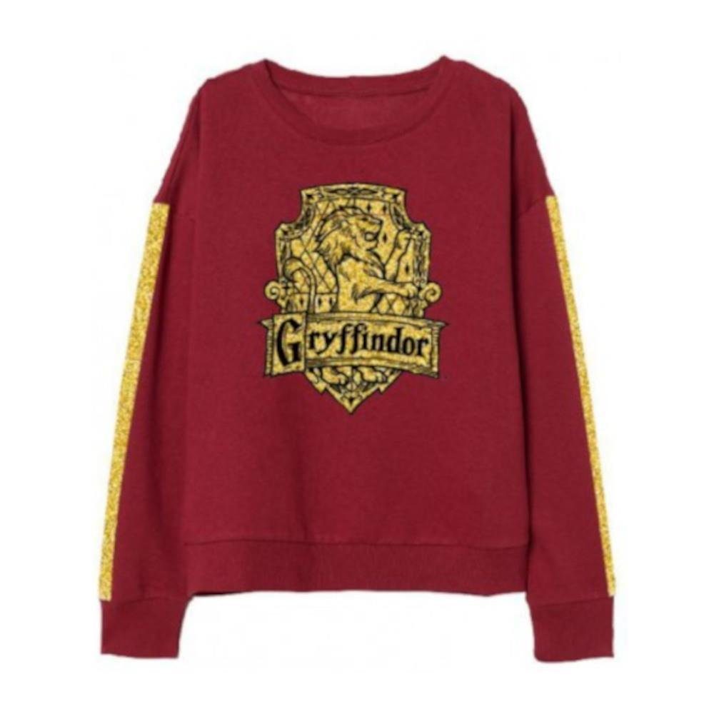 EplusM Rundhalspullover Harry Potter Pullover mit glitzerndem Gryffindor Wappen und Glitzer-