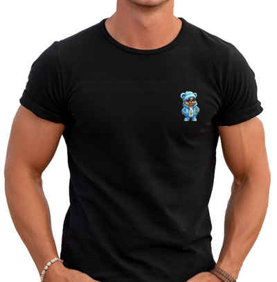 Banco T-Shirt Herren T-Shirt Gangster Bär mit blauem Anzug 100% Baumwolle