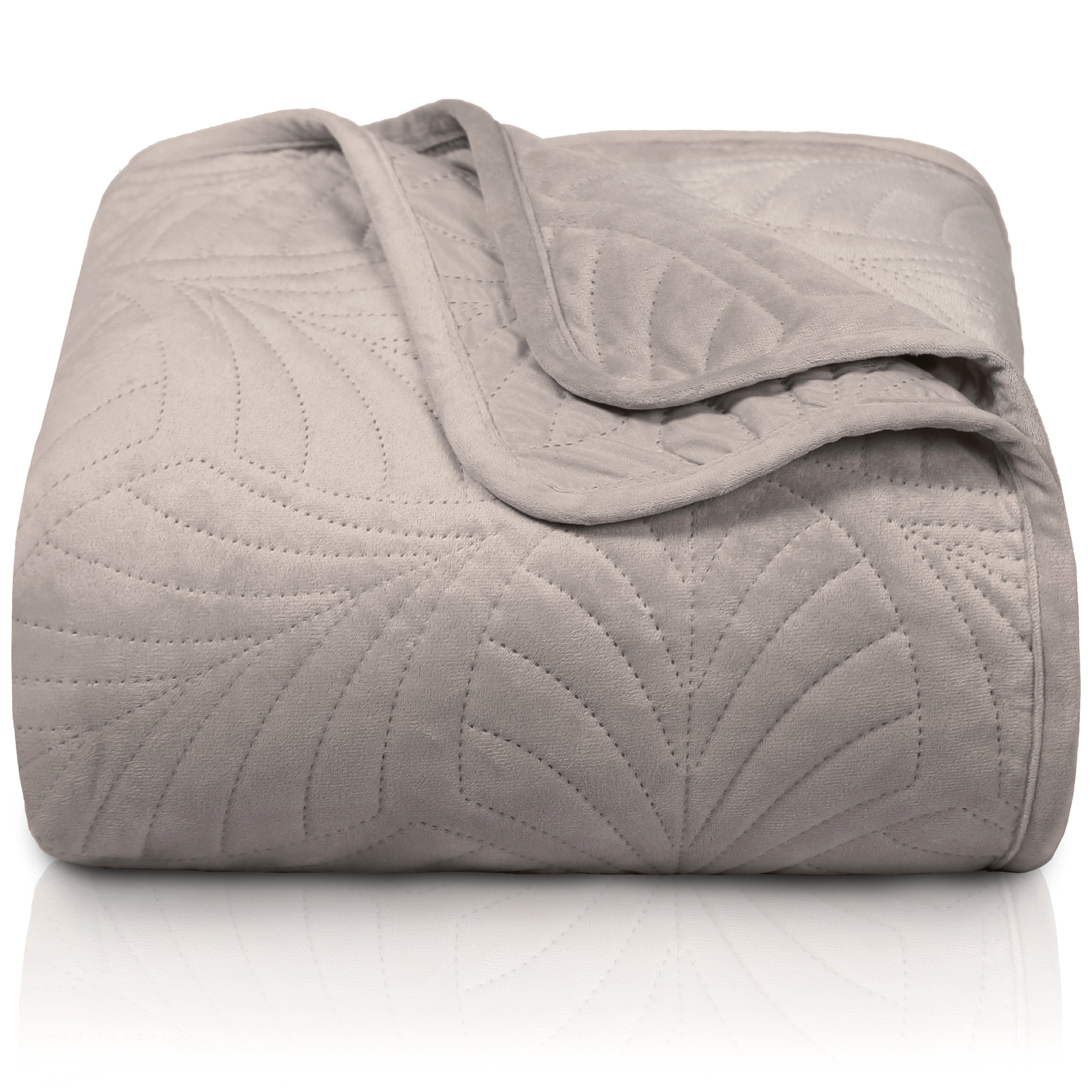 Gräfenstayn Tagesdecke Premium - Bettüberwurf mit Steppung & Blatt-Design, Warme Premium Tagesdecke