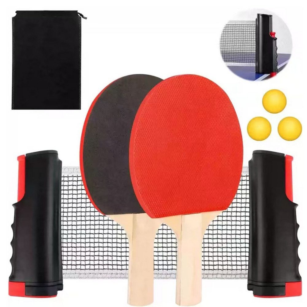 LEAN TOYS Tischtennisnetz Tischtennisset Ausziehnetz Schlägerset (Spar-Set, 1-St., 170 cm ausziehbar), ausziehbar bis 170 cm, tragbar, inkl. Tasche