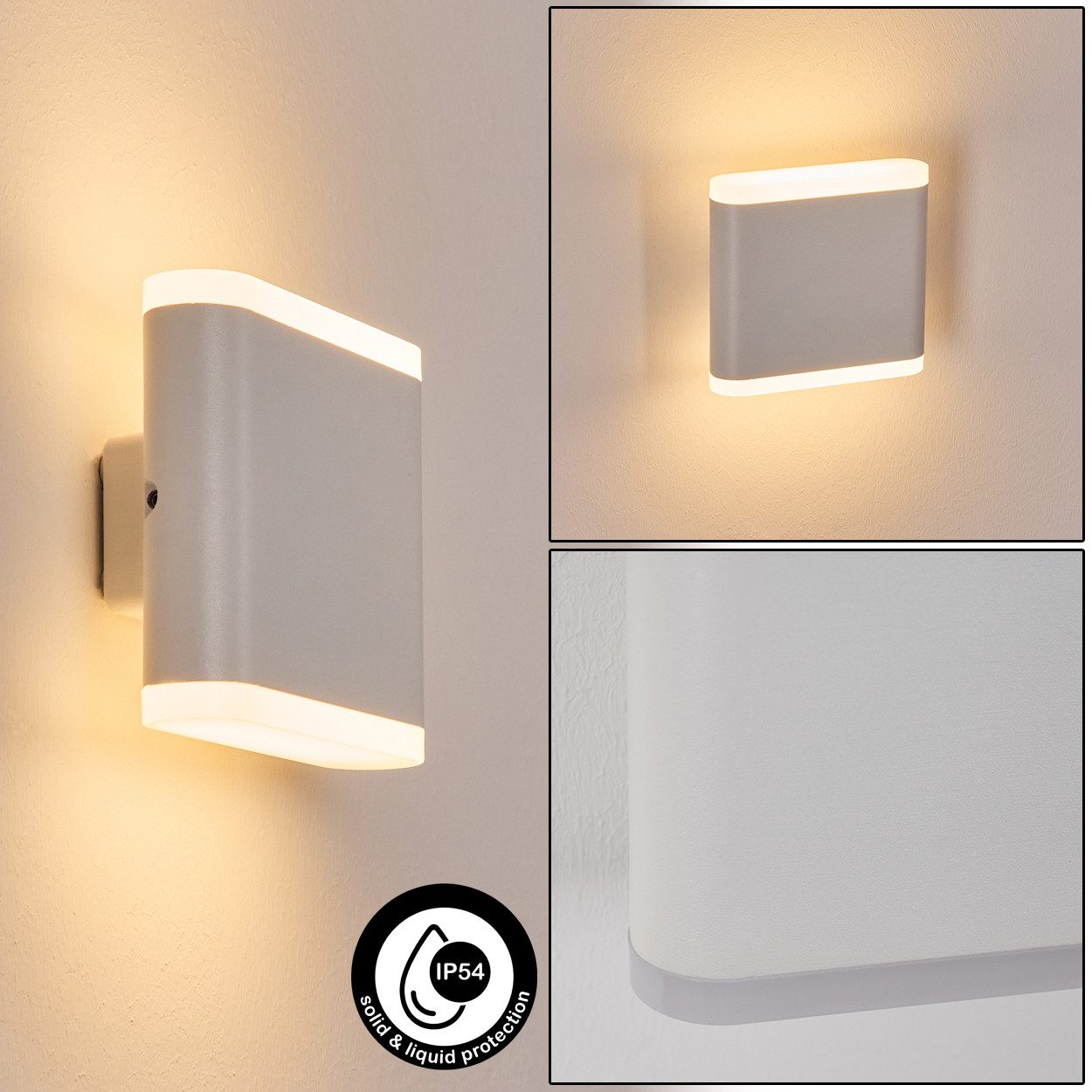 hofstein Außen-Wandleuchte Außenwandlampe aus Metall/Kunststoff in Weiß, LED wechselbar, 3000 Kelvin, moderne Wandleuchte für Garten, 6 Watt, 360 Lumen, 3000 Kelvin, IP54