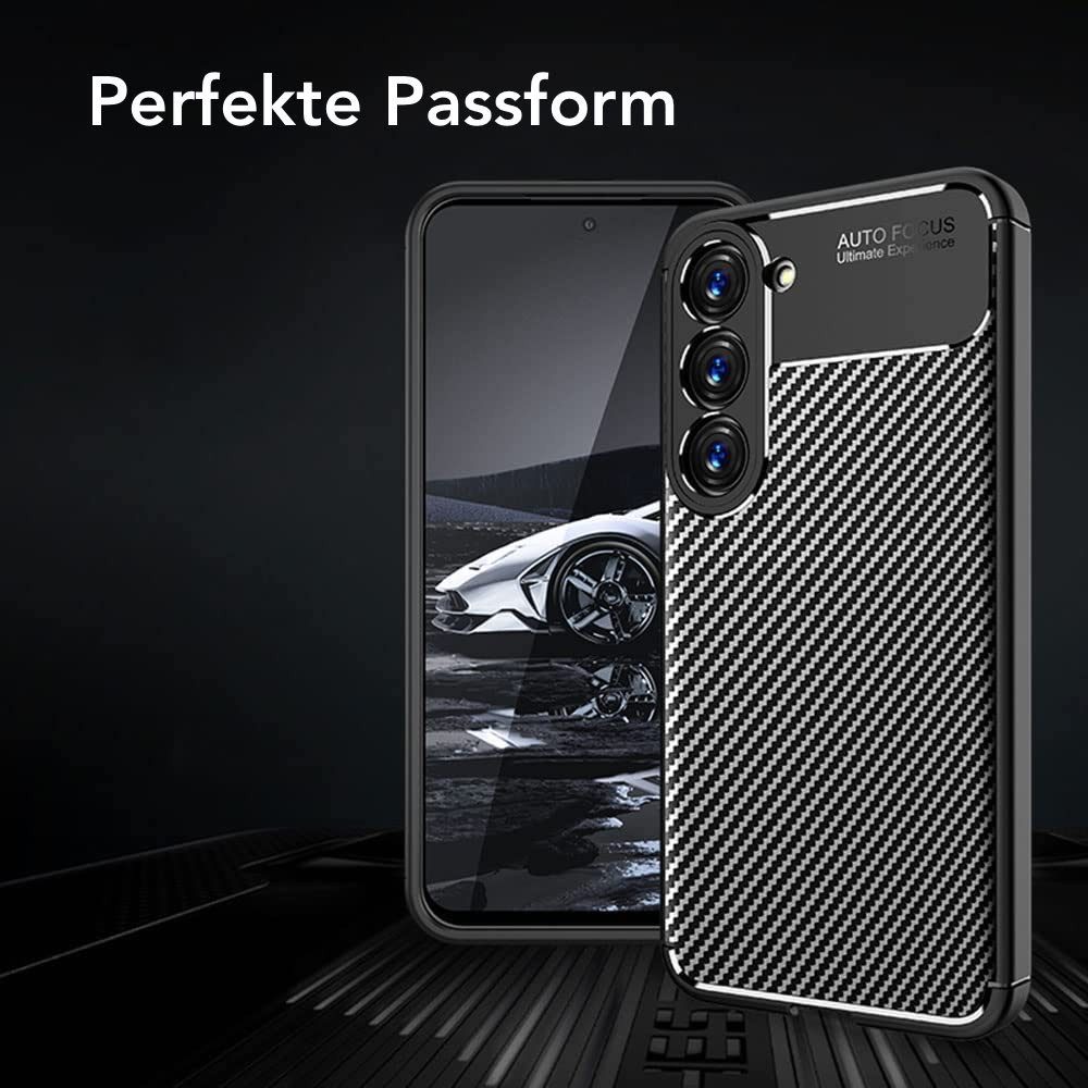 AVANA Handyhülle für Samsung Galaxy S23 / Plus / Ultra / FE Hülle Silikon Schutzhülle, Slim Case, Cover, Bumper, Carbon Optik