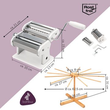 bremermann Nudelmaschine Nudelmaschine für Spaghetti und Lasagne mit Nudeltrocker aus Bambus