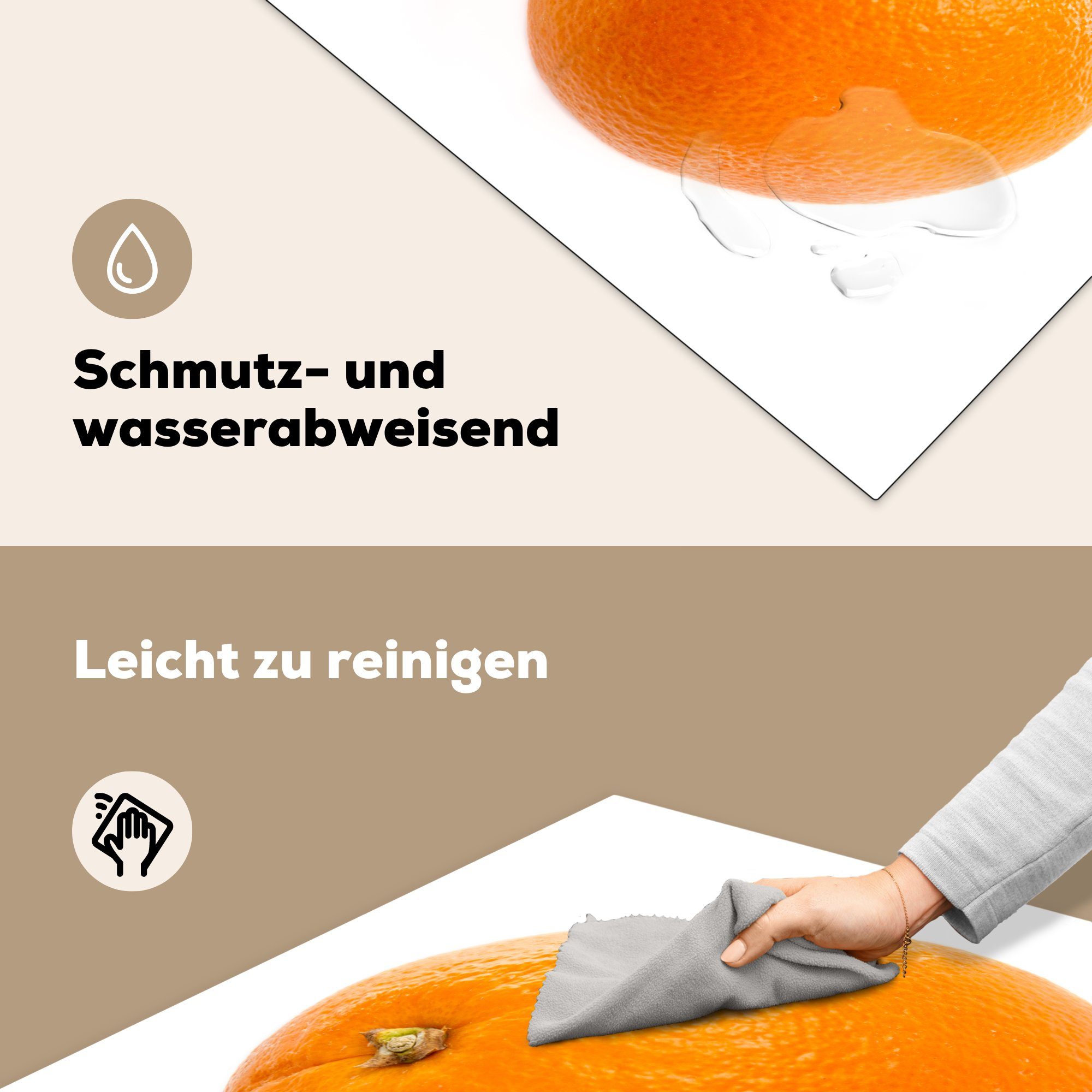 - Orange - Obst, Arbeitsplatte 78x78 Herdblende-/Abdeckplatte Ceranfeldabdeckung, (1 für tlg), Orange Vinyl, küche MuchoWow cm,