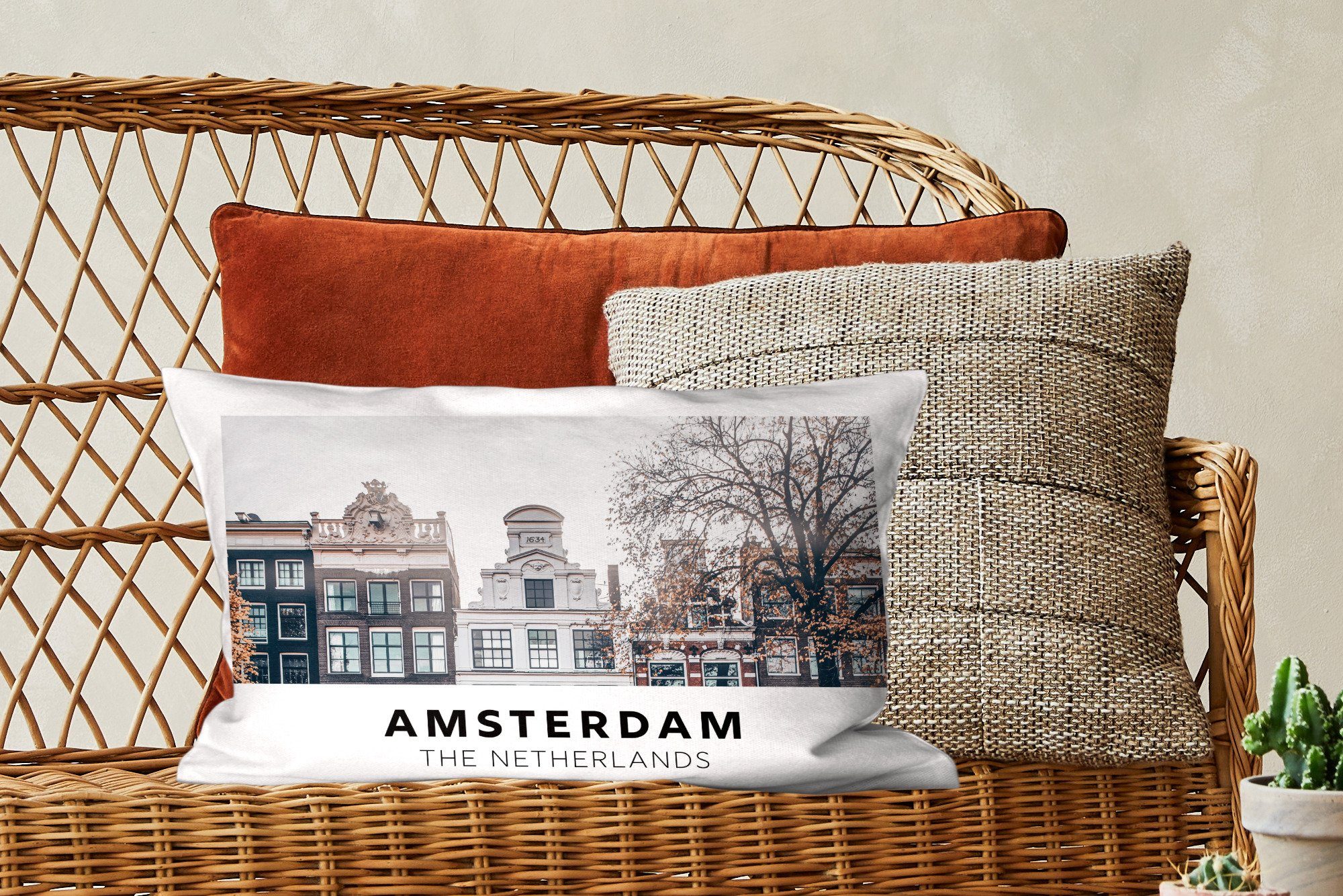 Startseite, Zierkissen, Schlafzimmer MuchoWow Füllung, Amsterdam Dekokissen Dekoration, - - Dekokissen mit Niederlande Wohzimmer