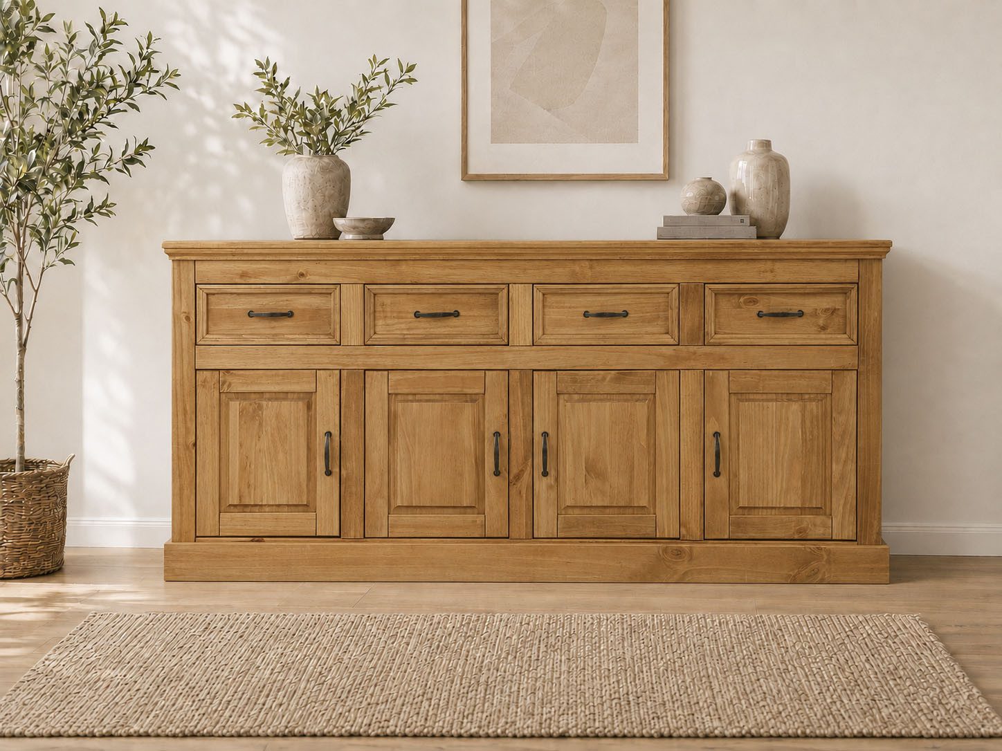 OTTO home Sideboard Selma, Kommode mit 4 Türen und 4 Schubkästen. Breite 192 cm