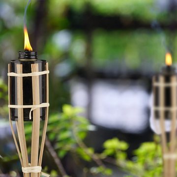 relaxdays Gartenfackel 10er Set Gartenfackeln Bambus