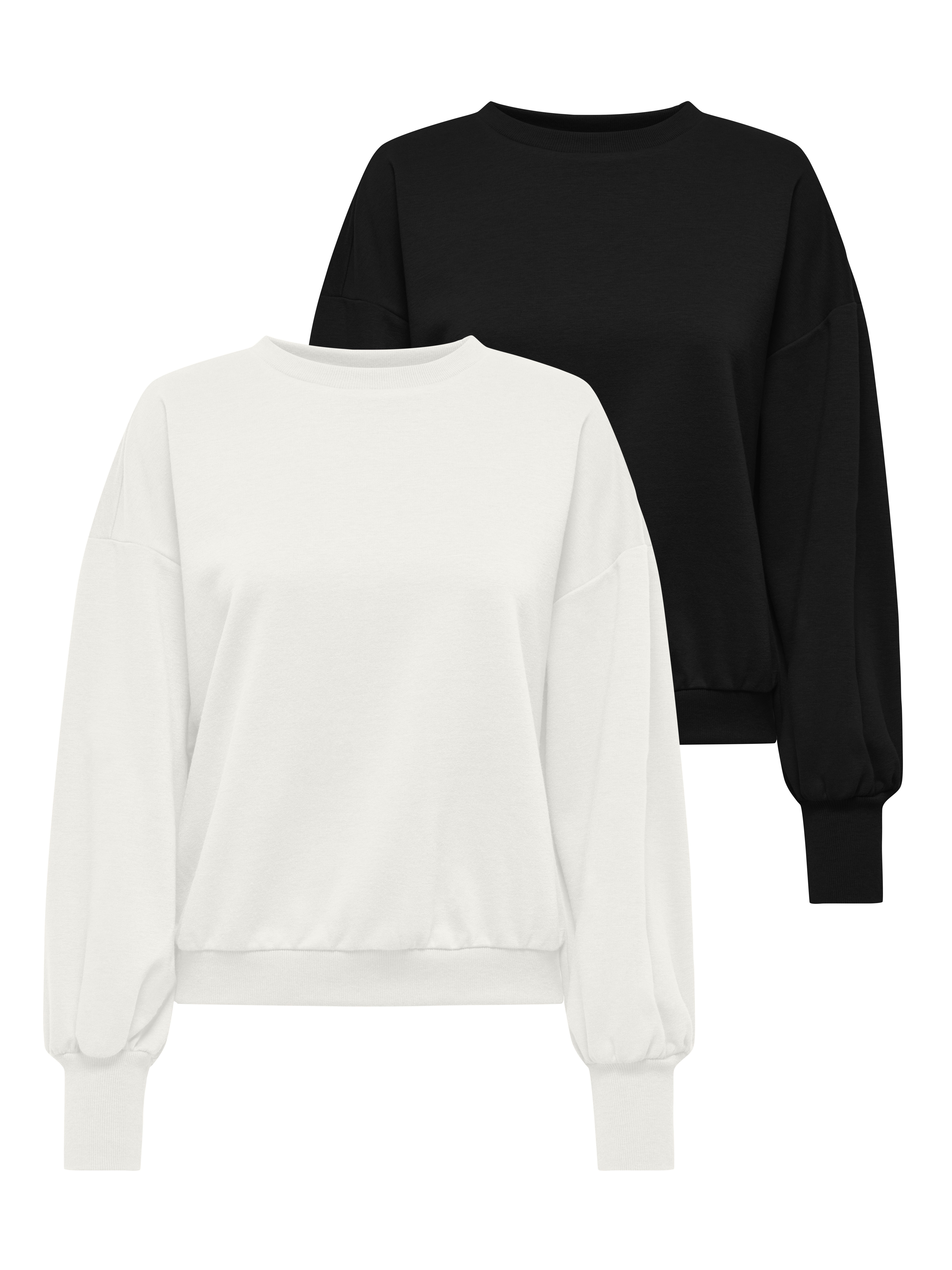 ONLY Sweatshirt ONLBROOKE L/S O-NECK SOLID 2 PACK SWT (Packung, 2-tlg) Baumwollmischung, regular fit
