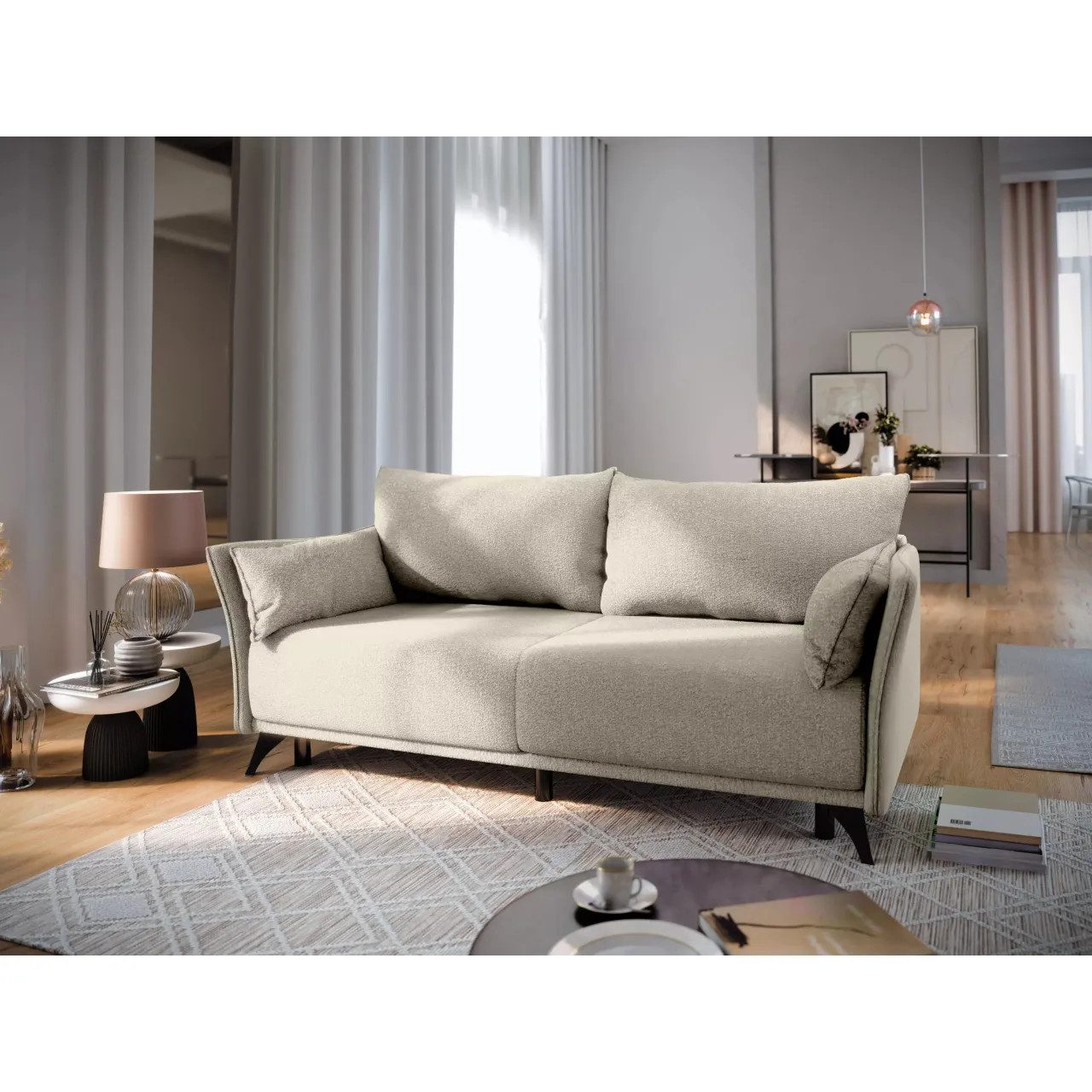 NEXT COLLECTION Sofa SELVA, Lose Rückenkissen, Schlaffunktion, Bettzeugbehälter, Hochwertige Füllung, DL-Funktion