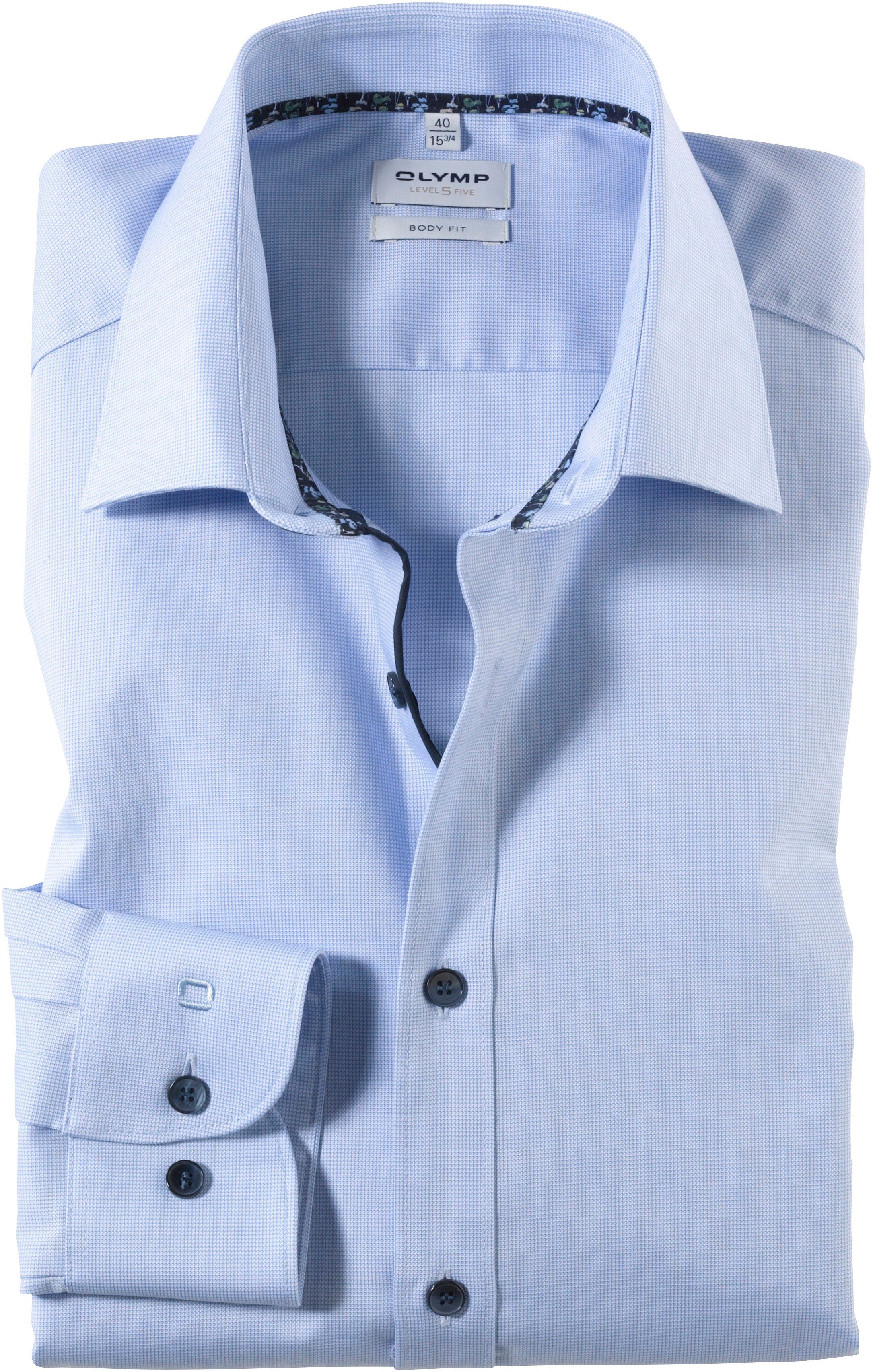 OLYMP Businesshemd Level Five body fit mit tonigem Logo-Stitching bleu