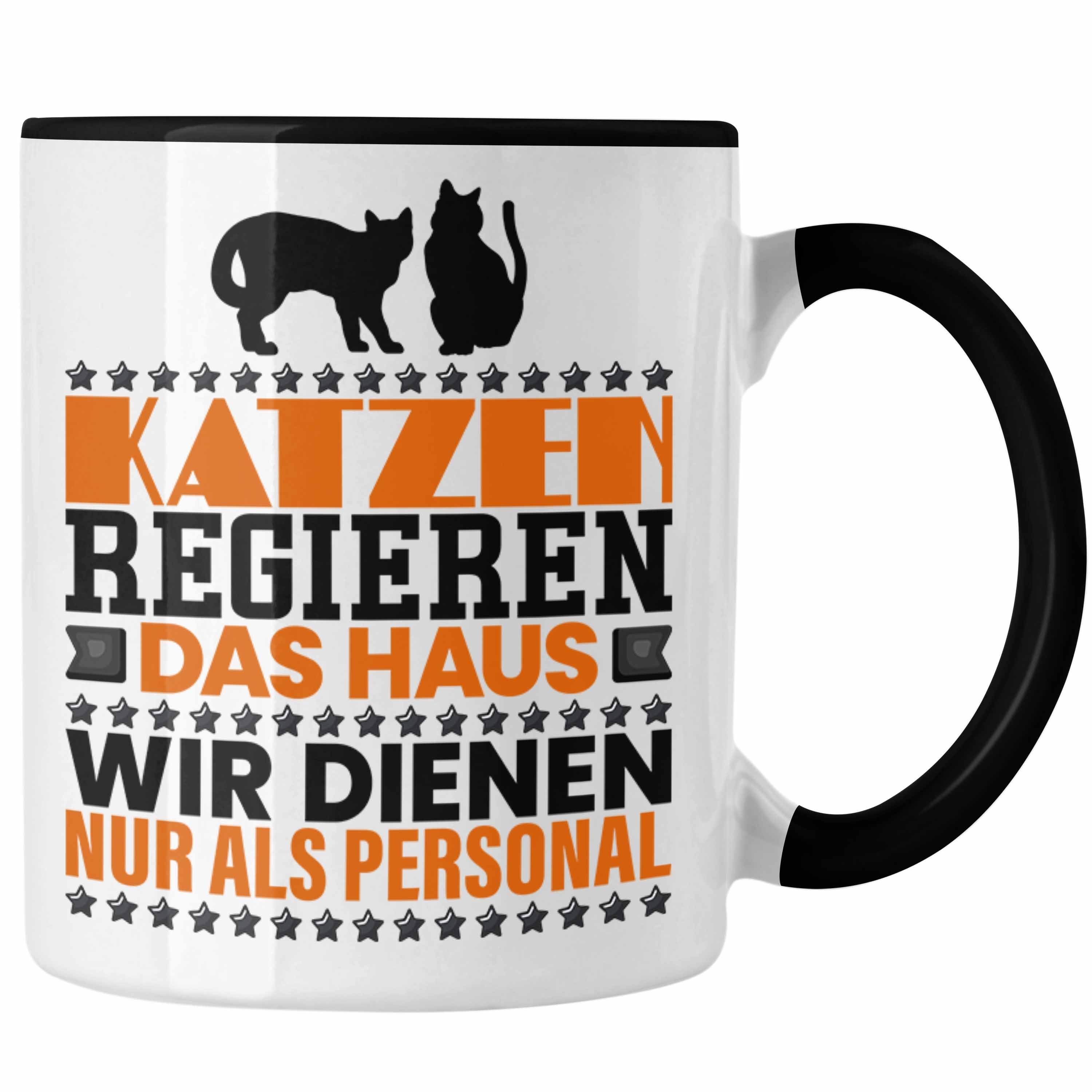 Trendation Tasse Katze Tasse Geschenk Spruch Geschenkidee für Katzen-Mama Papa Katzenli Schwarz