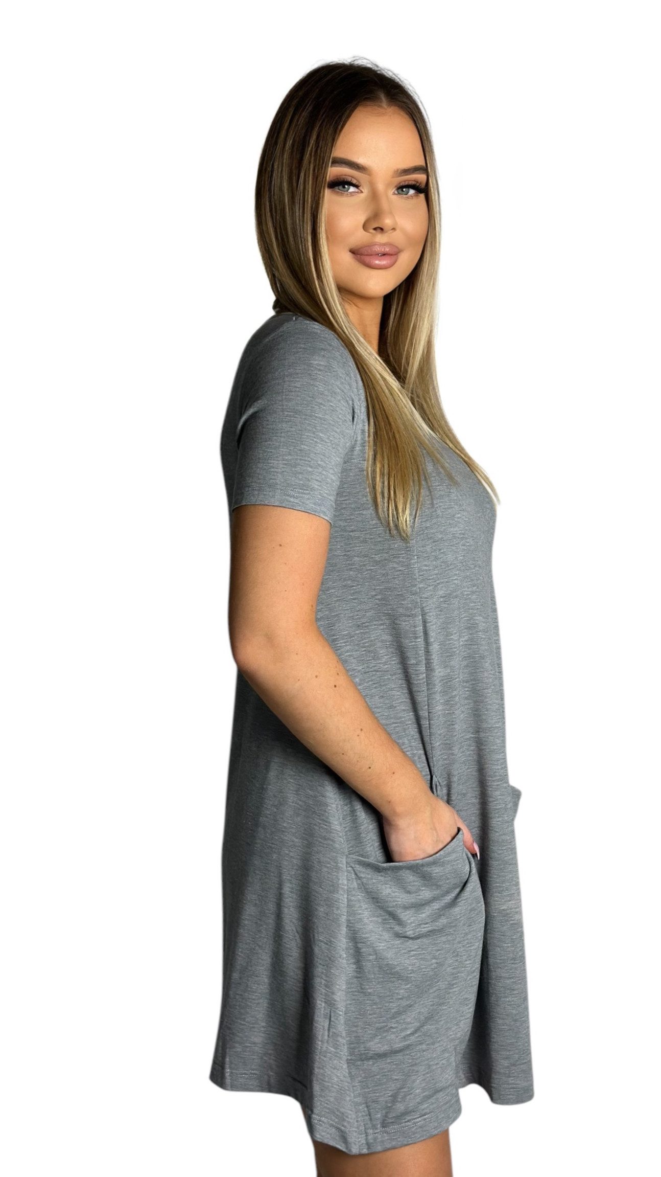 Mississhop A-Linien-Kleid Kleid Tunika Longshirt Pulli Tunika Minikleid mit Taschen 6514