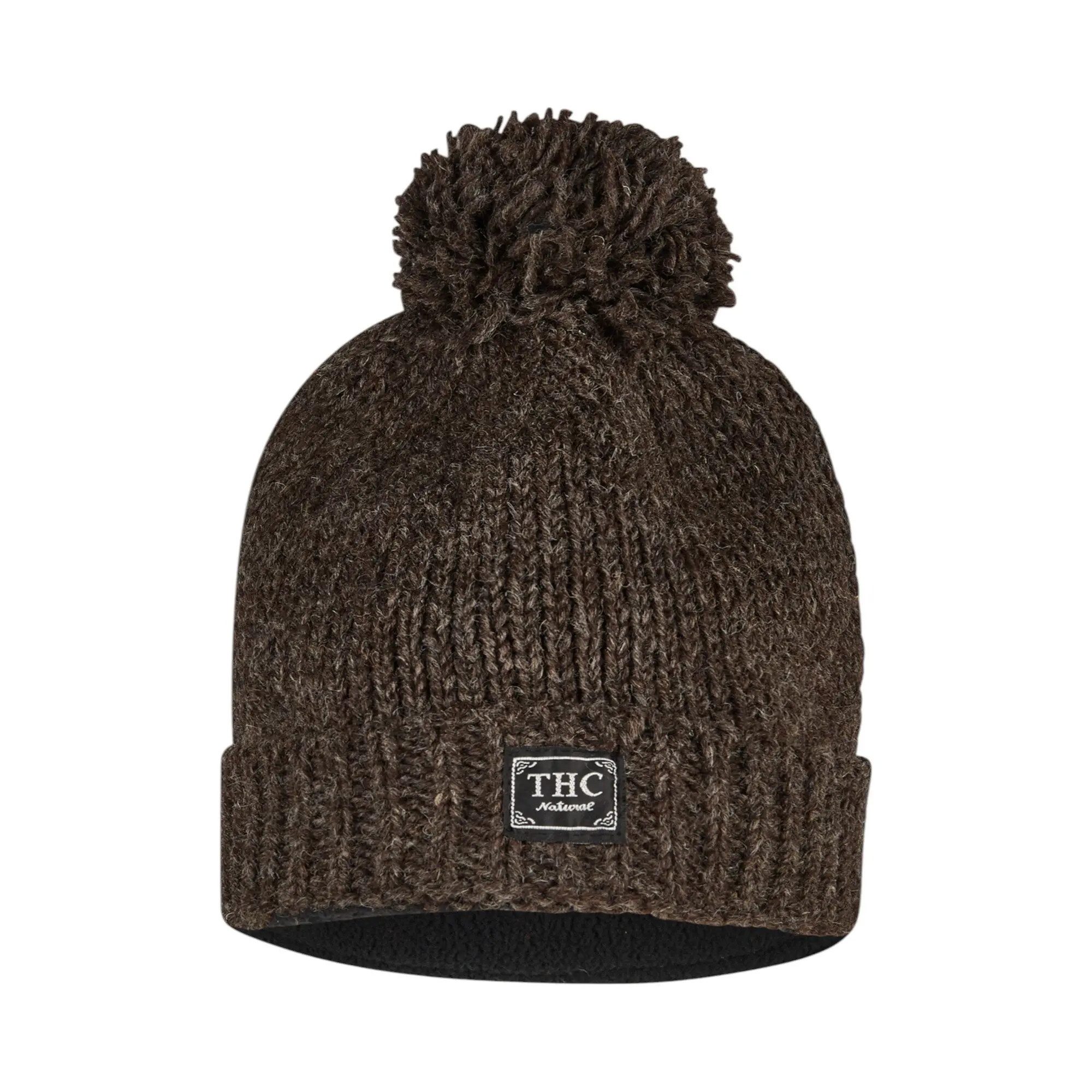 THC Natural Line Bommelmütze THC Schafwoll Pudelmütze 506 braun (1 Stück, 1-St., 1 Stück) Innenfutter: Fleece
