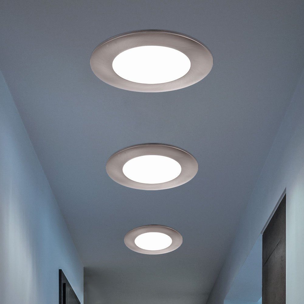 Globo LED Einbaustrahler, LED-Leuchtmittel fest Einbaustrahler Einbaulampe LED nickel-matt Deckenstrahler Einbauspot Warmweiß, verbaut