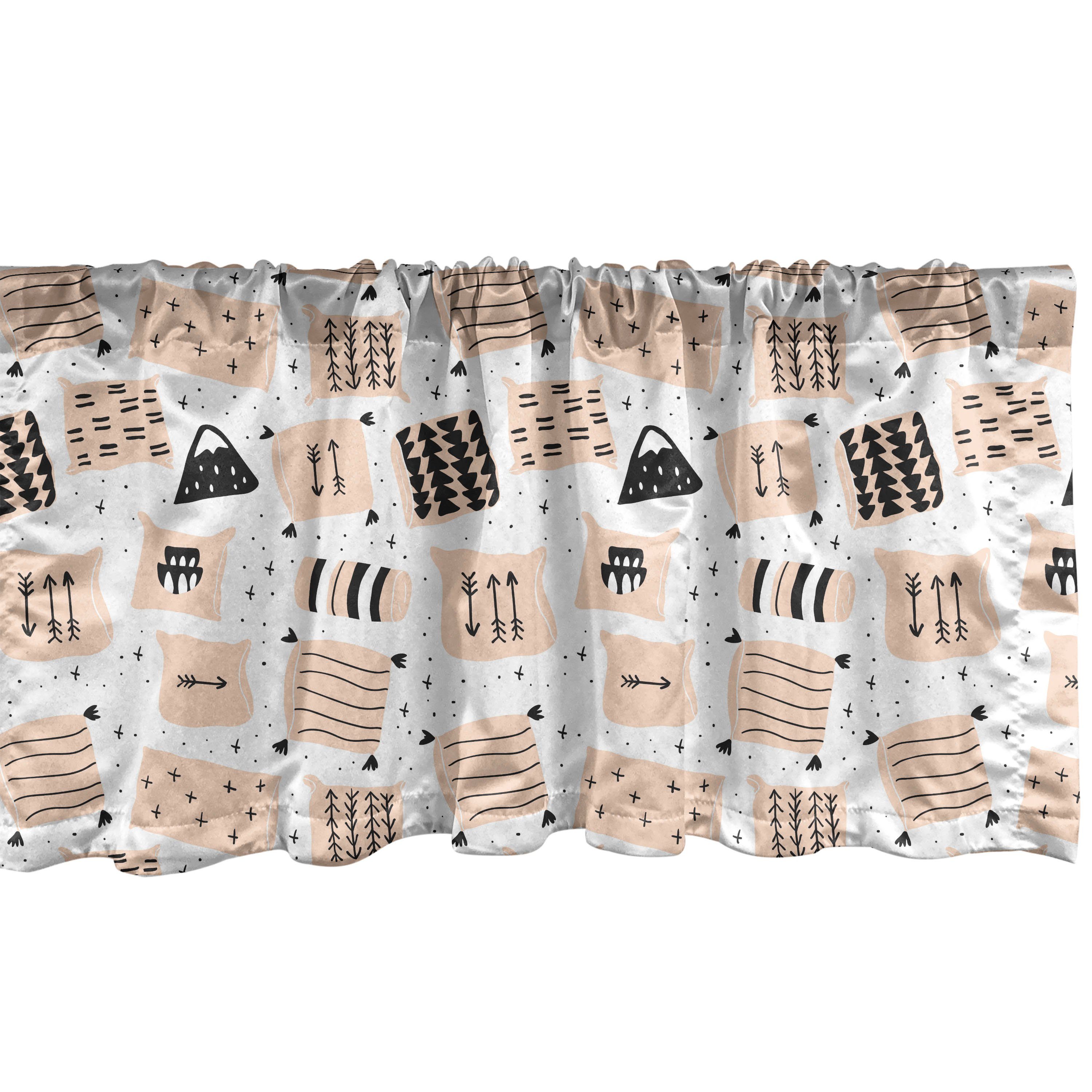 Scheibengardine Vorhang Volant für Küche Schlafzimmer Dekor mit Stangentasche, Abakuhaus, Microfaser, Gekritzel Gekritzeltes Kissen