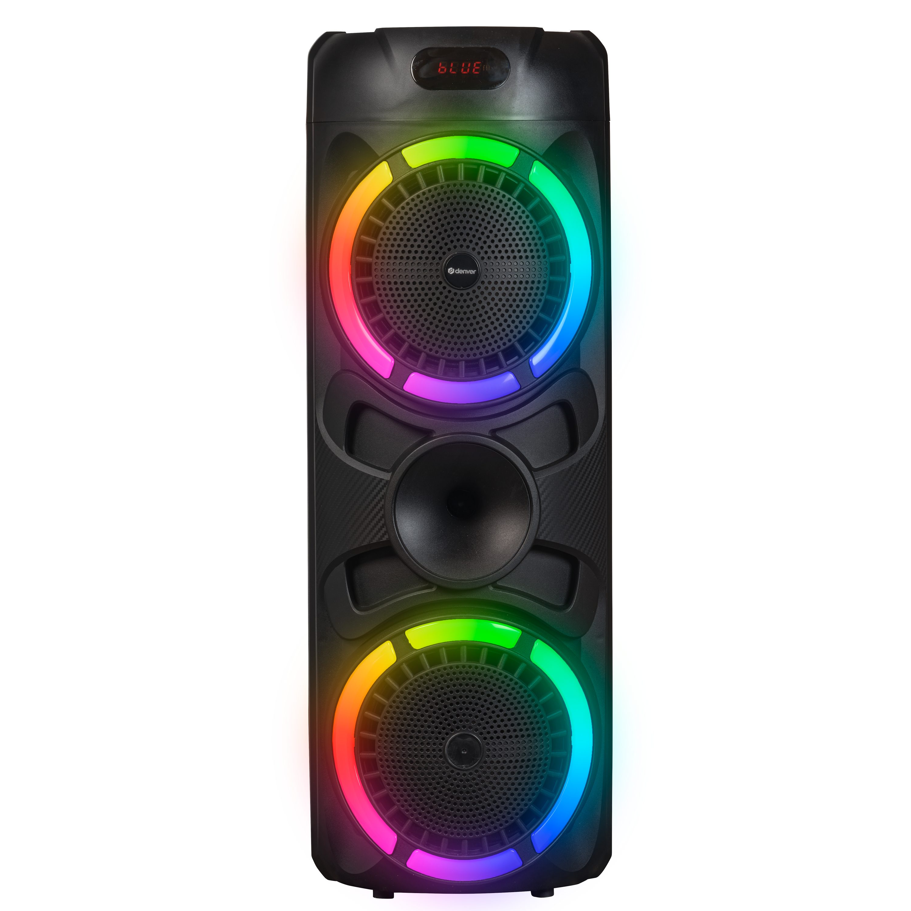 Denver BPS-459 Party-Lautsprecher (Bluetooth, 400 W, 2×8" Woofer, Karaoke mit drahtlosem Mikrofon, TWS, Fernbedienung)