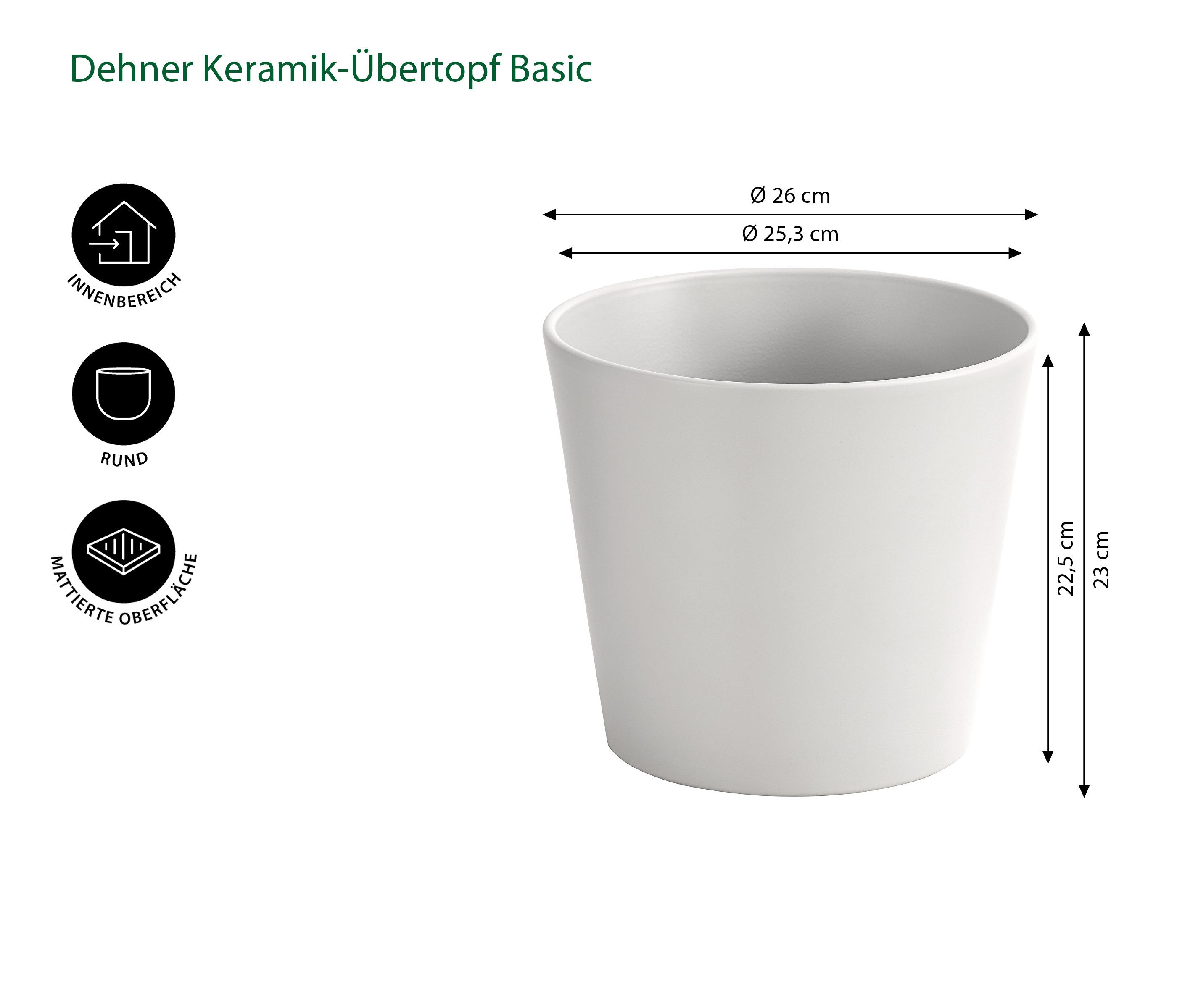 Dehner Übertopf Basic Blumentopf, rund, Keramik, günstig online kaufen