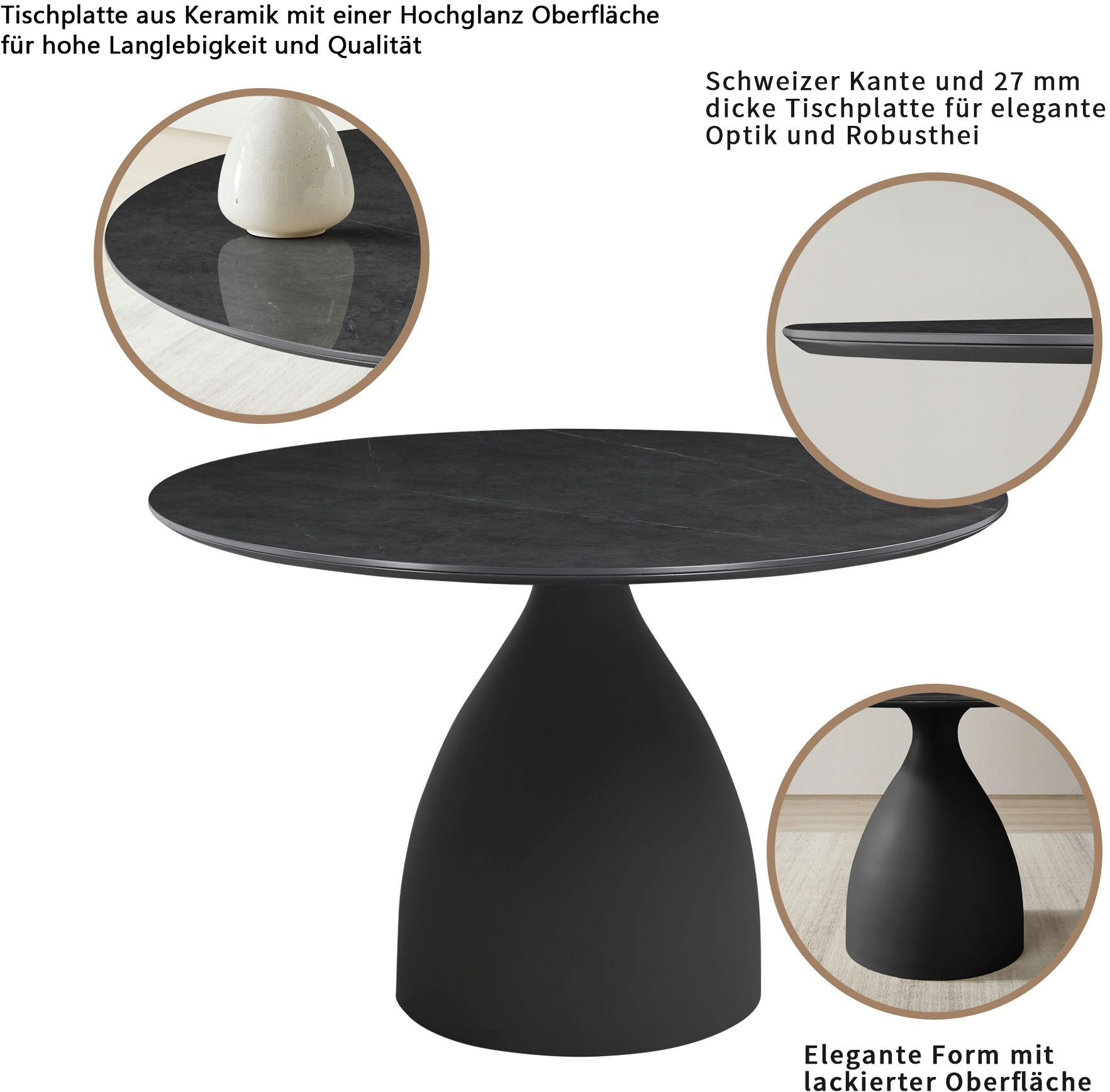 OTTO home Esstisch Lealux, mit Sintersteinplatte, elegantem Gestell und pflegeleichter Oberfläche