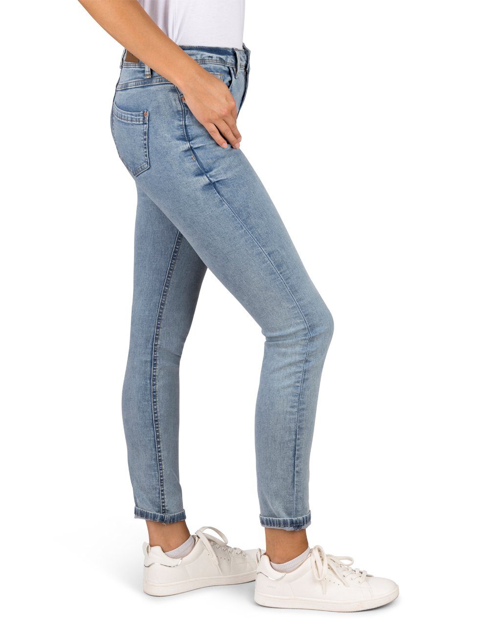 (L177) Denim mit Stretch Damen DENIM Slim LIGHT Fit Hose Slim-fit-Jeans BLUE DENIMFY DFElla Jeanshose