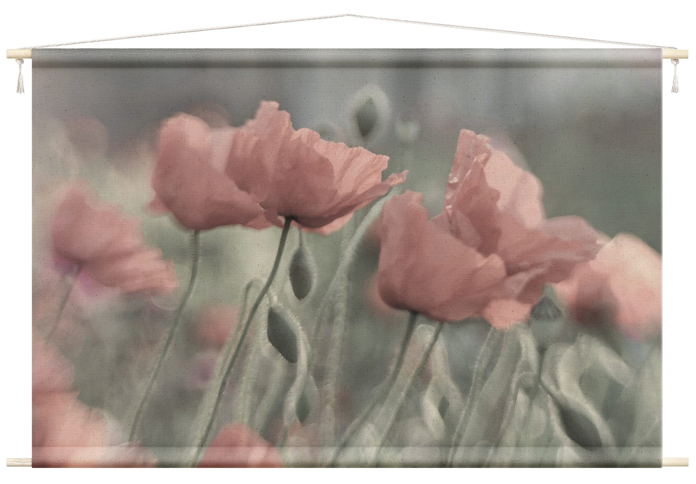 Wandteppich modern Blumen Mohnblume rosa