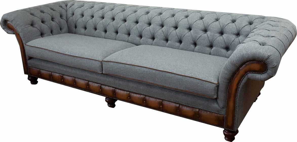 Chesterfield-Sofa Graues Designer Sofa aus hochwertigem Stoff