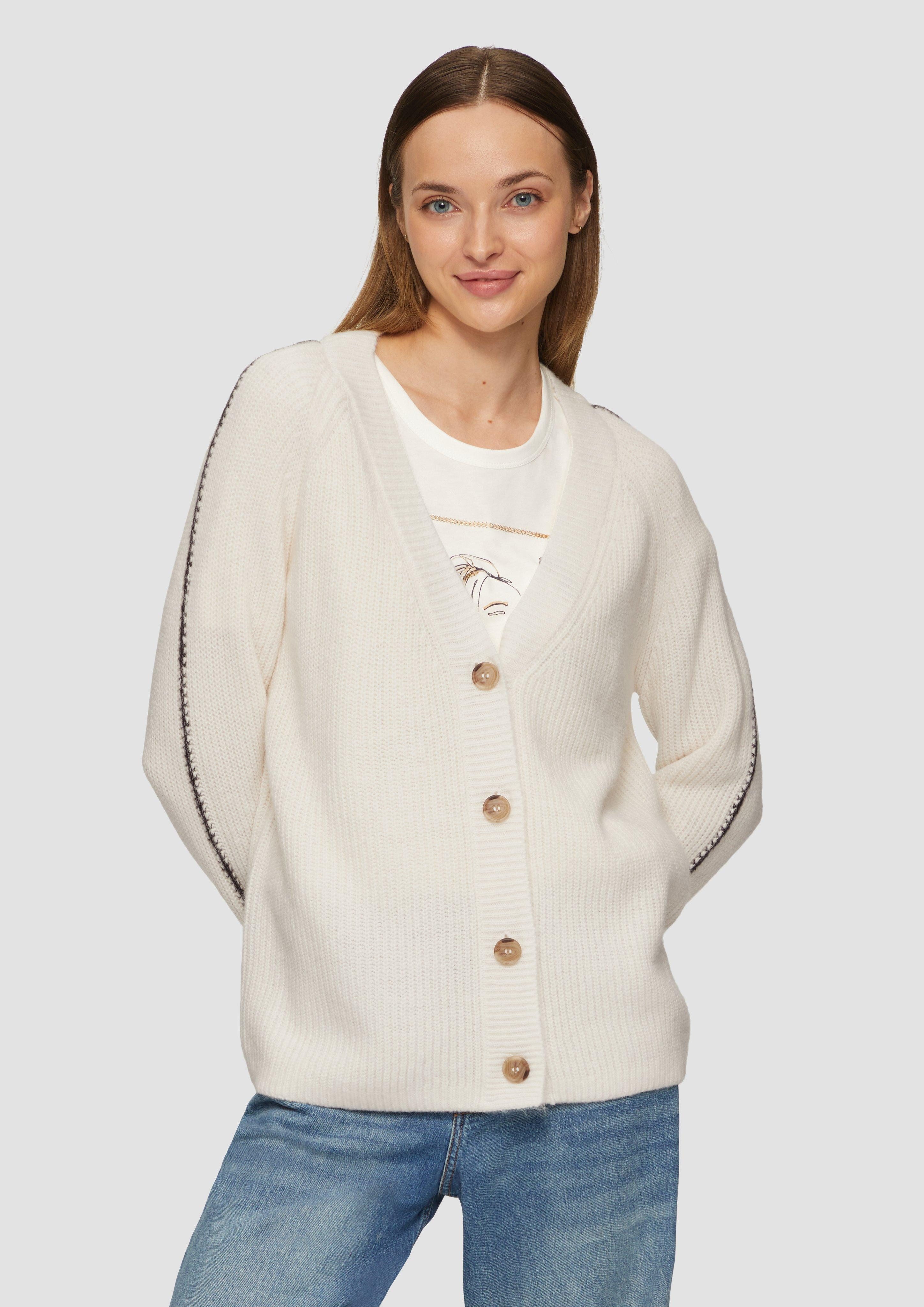 Strickjacke Strickjacke aus Wollmix mit Kontrast-Details