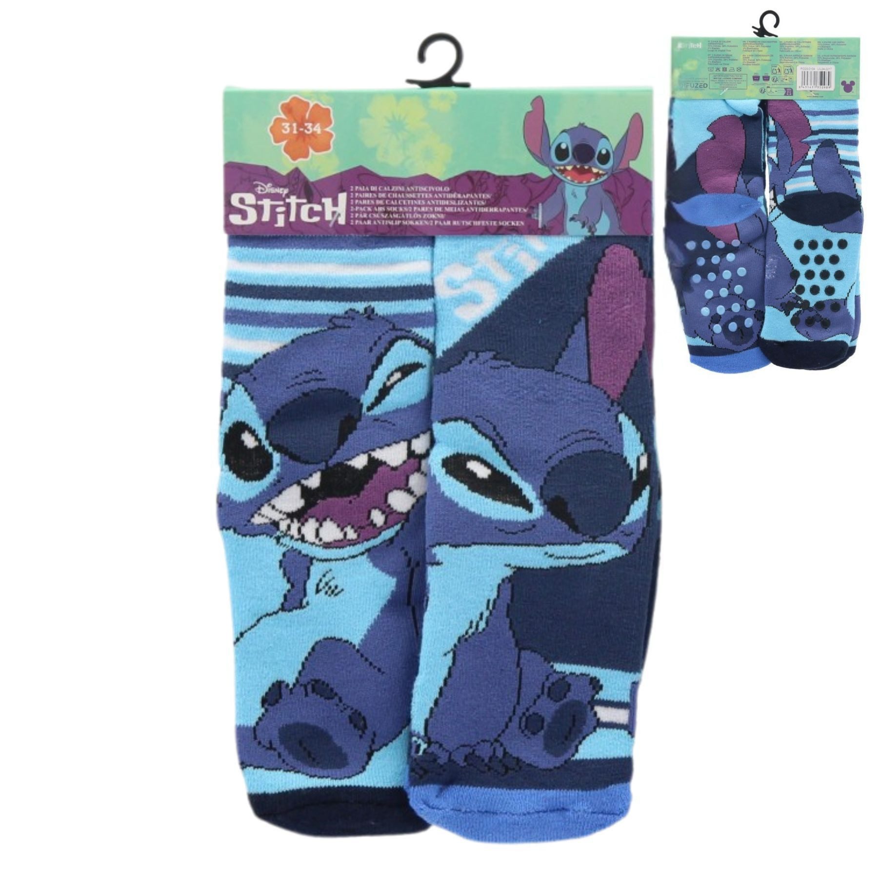 Lilo & Stitch Socken Kinder Socken Set 2er Pack rutschfeste Kuschelsocken
