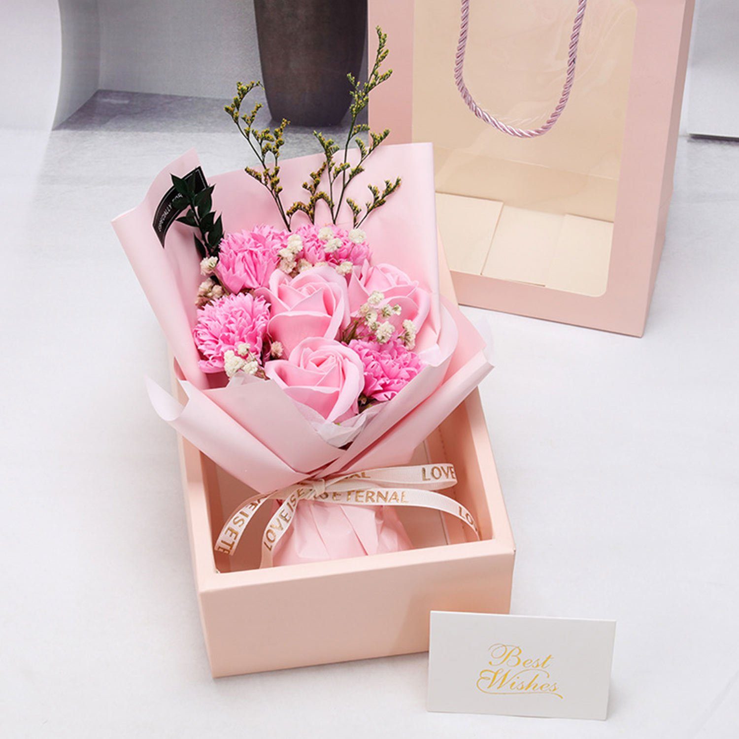 MAGICSHE, Handgefertigt Muttertag/Jahrestag Frau Rose Geschenkbox Rosa Freundin/ Künstlicher für Rosenstrauß, Kunstblume Künstliche mit