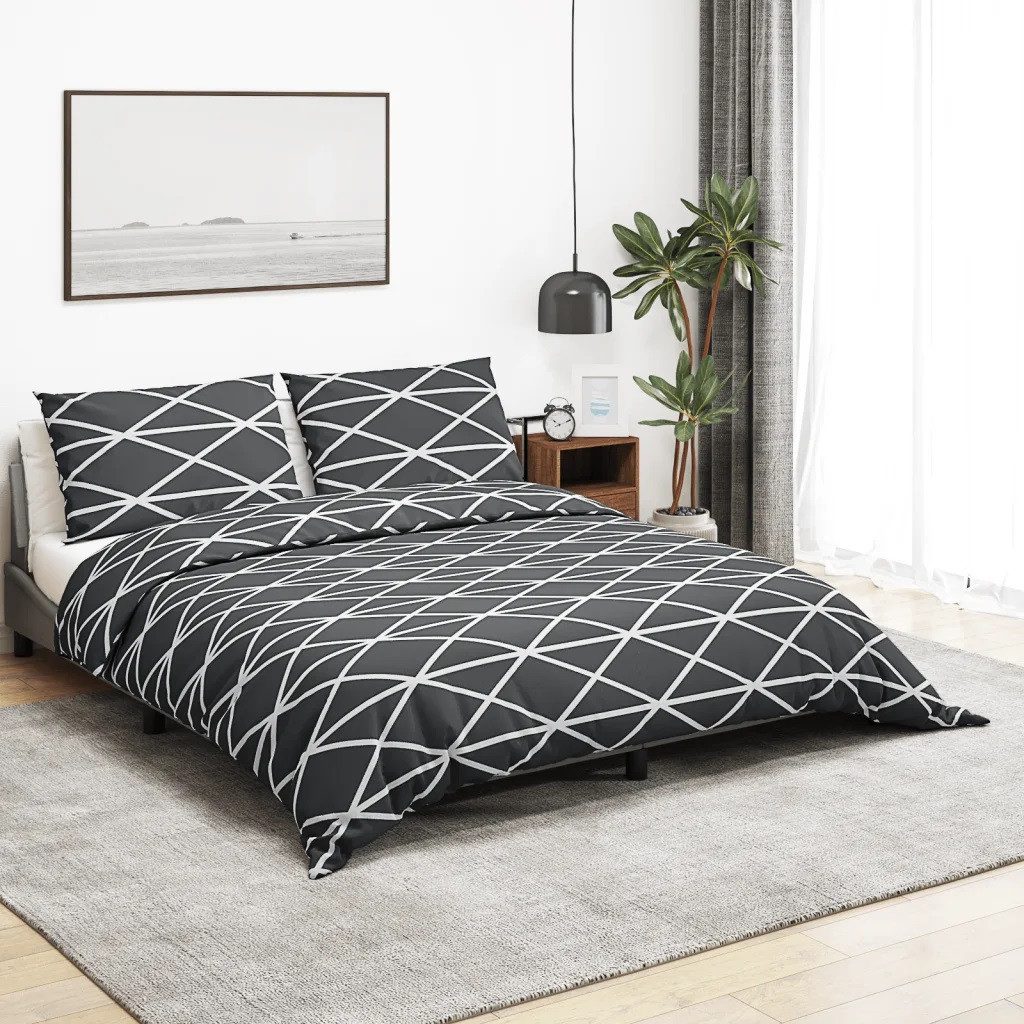 vidaXL Bettbezug vidaXL Bettwäsche-Set Grau 260x240 cm Baumwolle