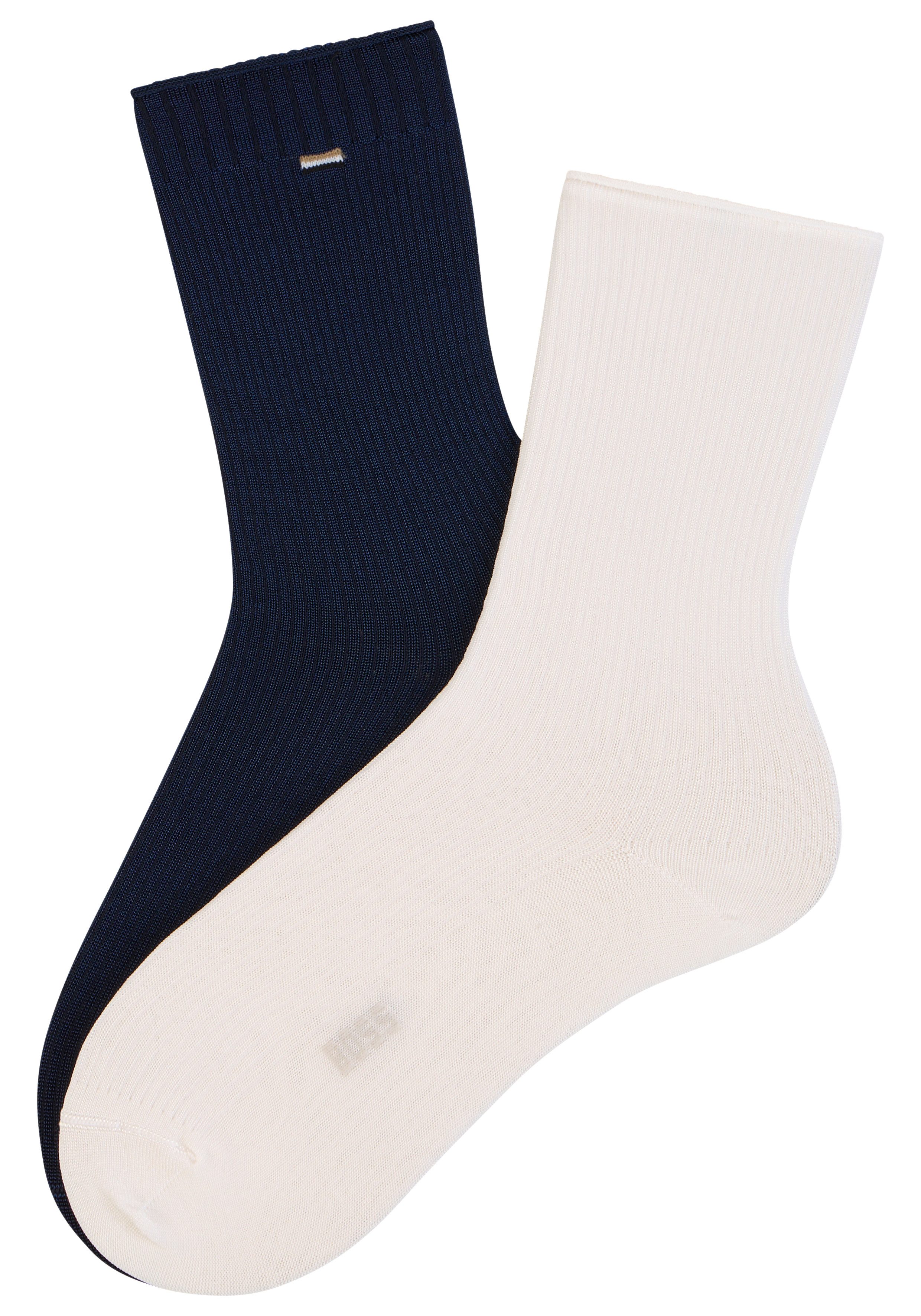 BOSS Feinsocken (Packung, 2-Paar) fein gerippt, verstärkte Fersen- und Zehenpartie