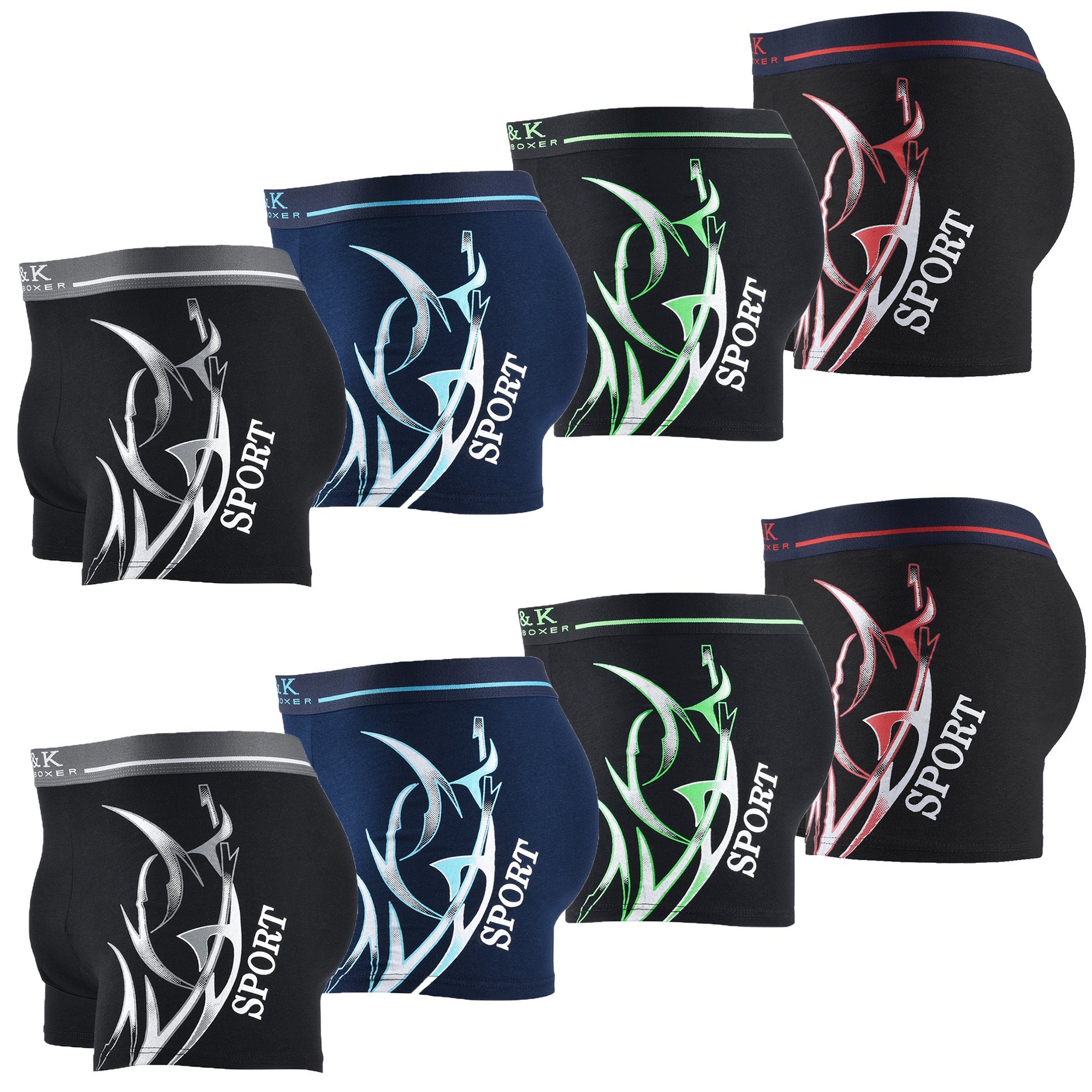 L&K Boxershorts 1104-1121 (8er-Pack) Herren Boxershorts aus Baumwolle mit t günstig online kaufen