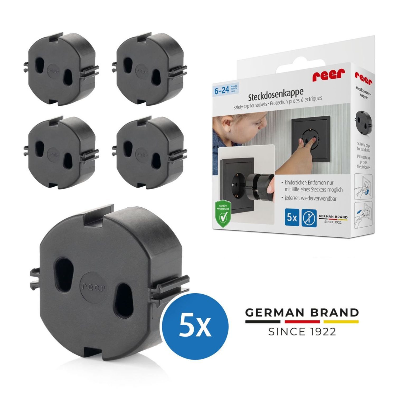 Reer Kindersicherung 5er Packung, Schwarz