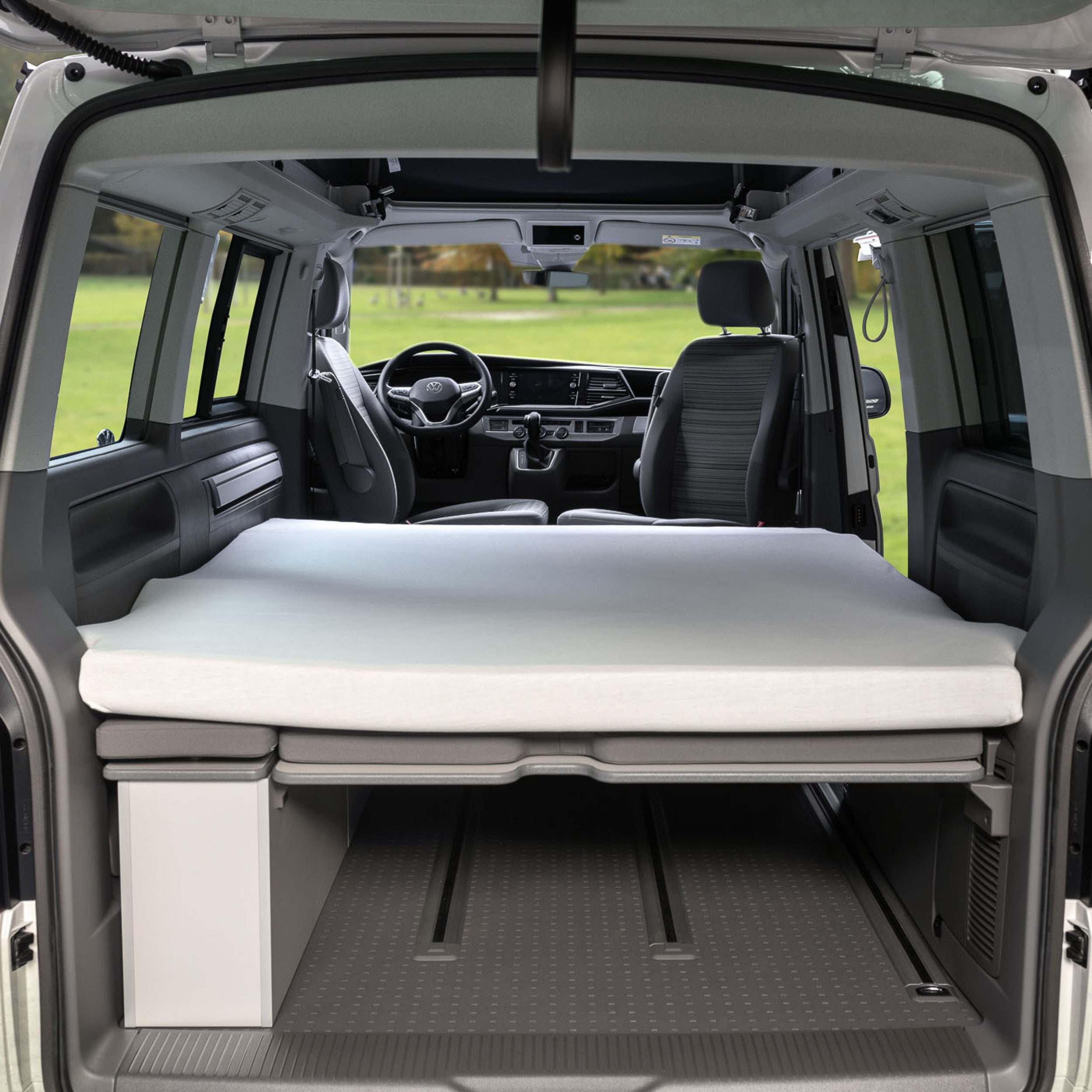 BLACK FOREST FOX Spannbettlaken VW Faltbett T7 California Beach OEKO-TEX® Grau Camper Van, Baumwolle, Gummizug: rundum