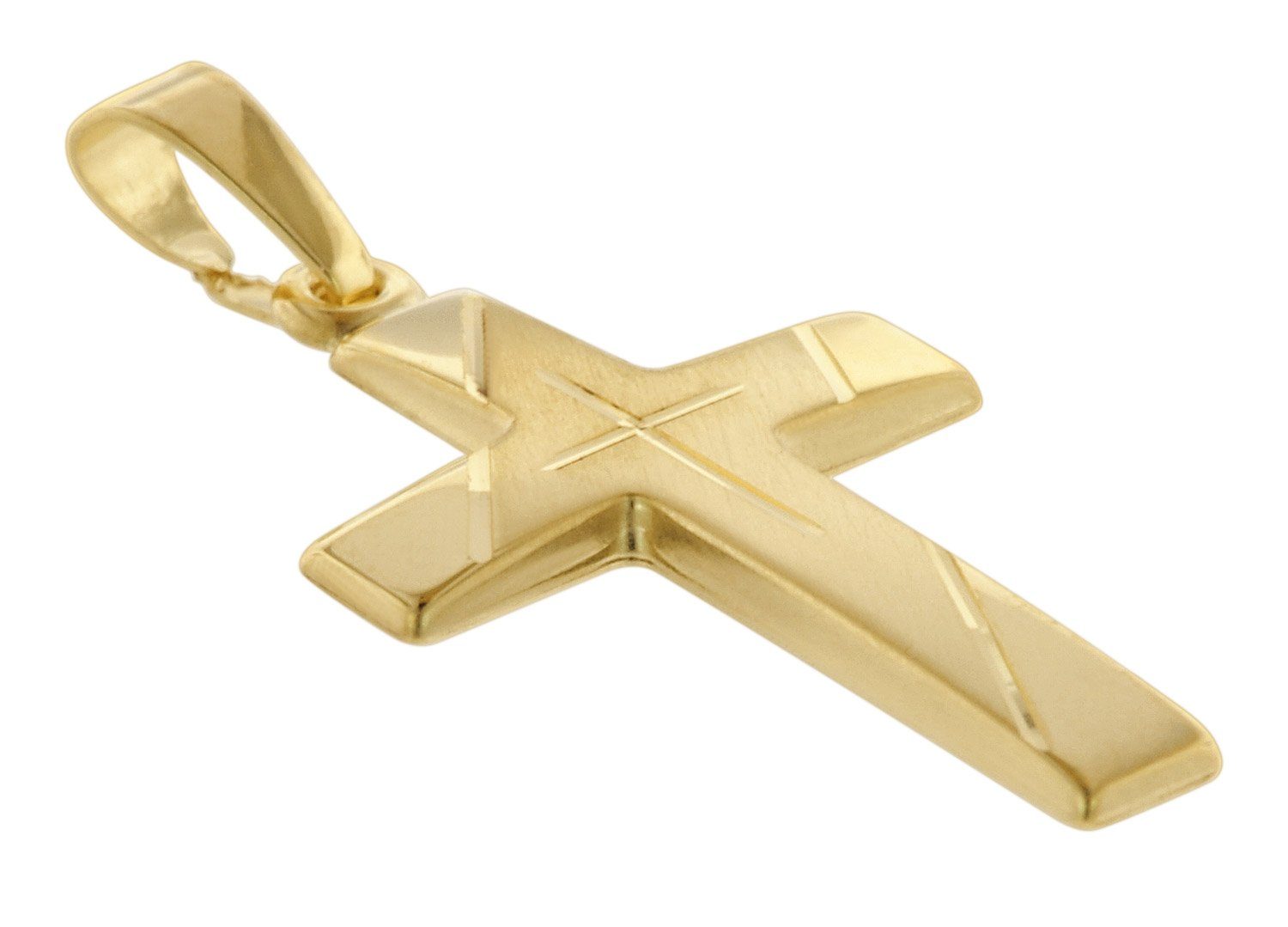 trendor Kette mit Anhänger Gold Anhänger mit 333 goldplattierter Kreuz Silberkette