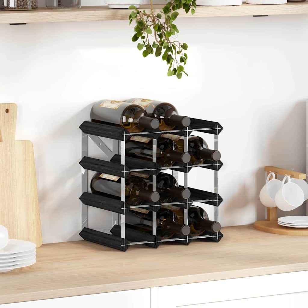 furnicato Weinregal Schwarz 32,5 x 22,5 x 32,5 cm aus massivem Kiefernholz, 1-tlg.
