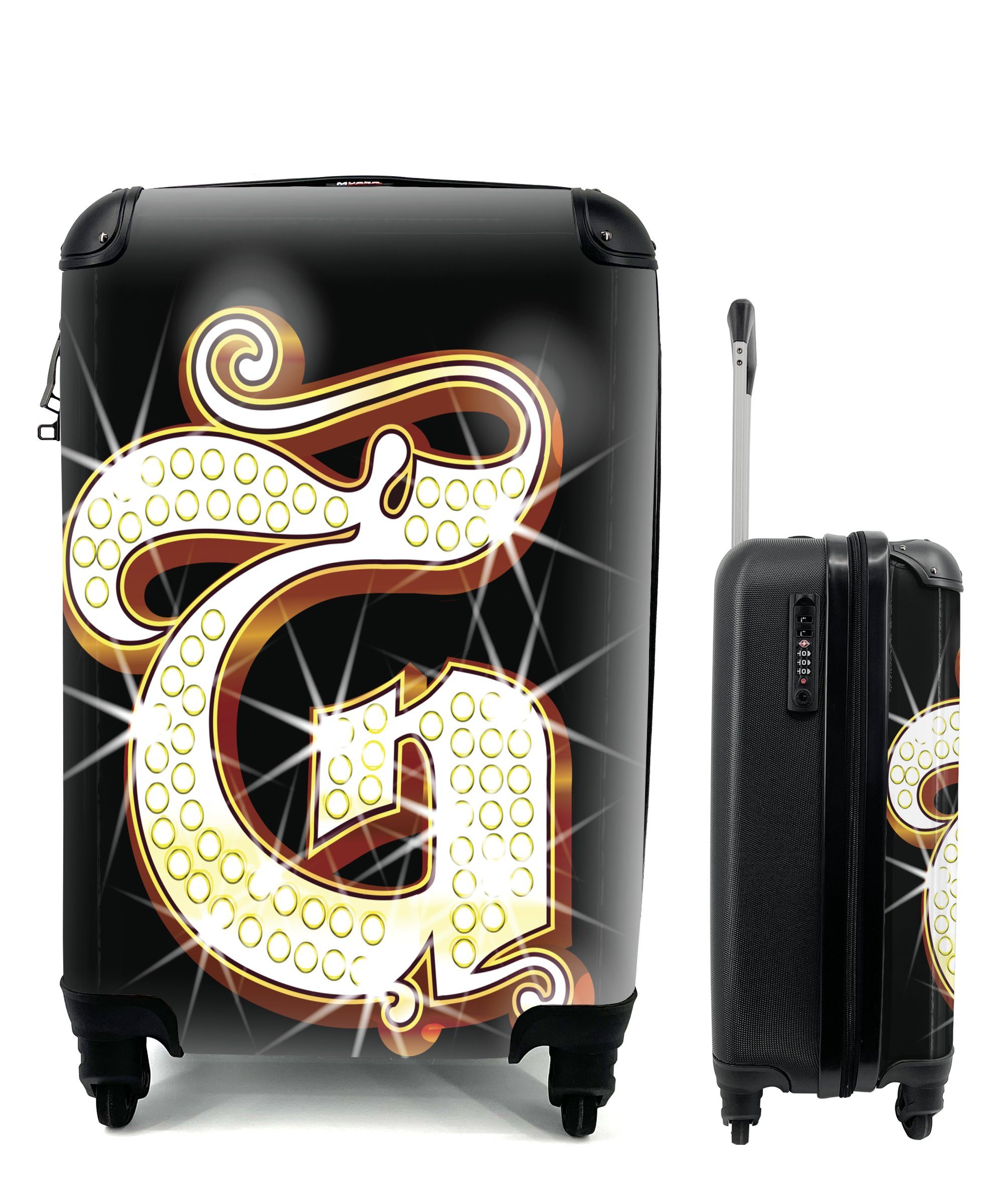 MuchoWow G, Trolley, eines Ferien, Eine Handgepäck mit glitzernden Rollen, Reisetasche 4 für Reisekoffer Buchstaben Illustration Handgepäckkoffer rollen,