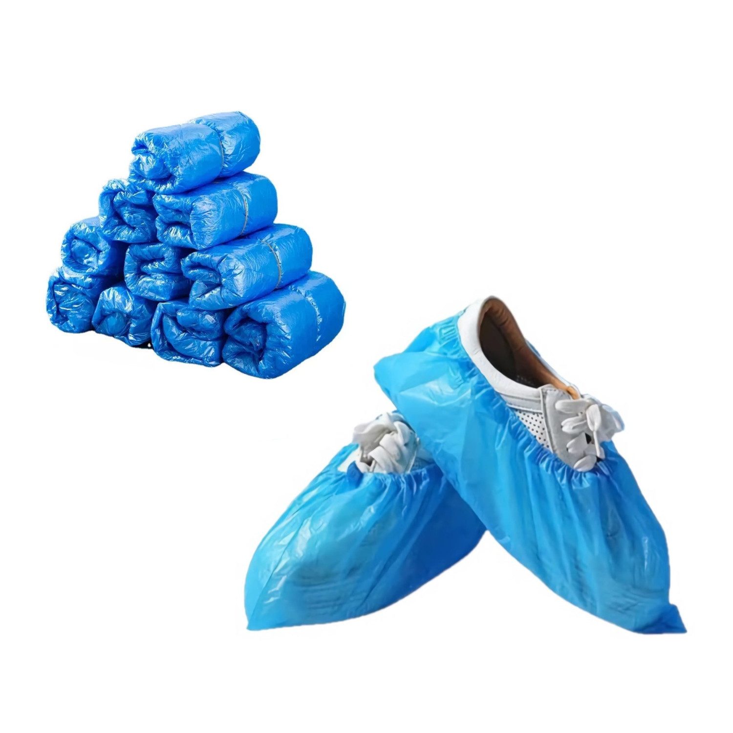 Ulith Schuhüberzieher Überziehschuhe blau Einheitsgröße Einweg Schuhüberzieher (100-St) gehämmert mit Gummizug