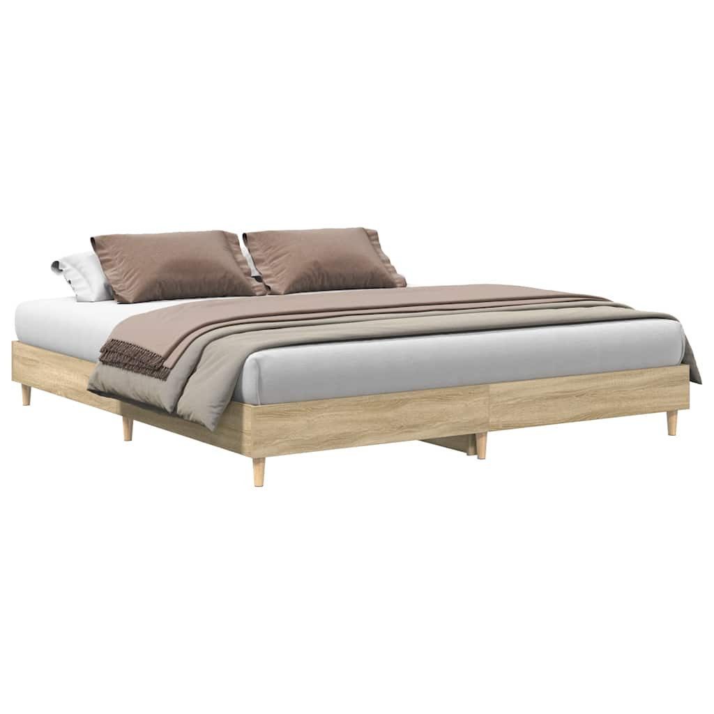 Bett Bettgestell ohne Matratze Sonoma-Eiche 200x200 cm Holzwerkstoff