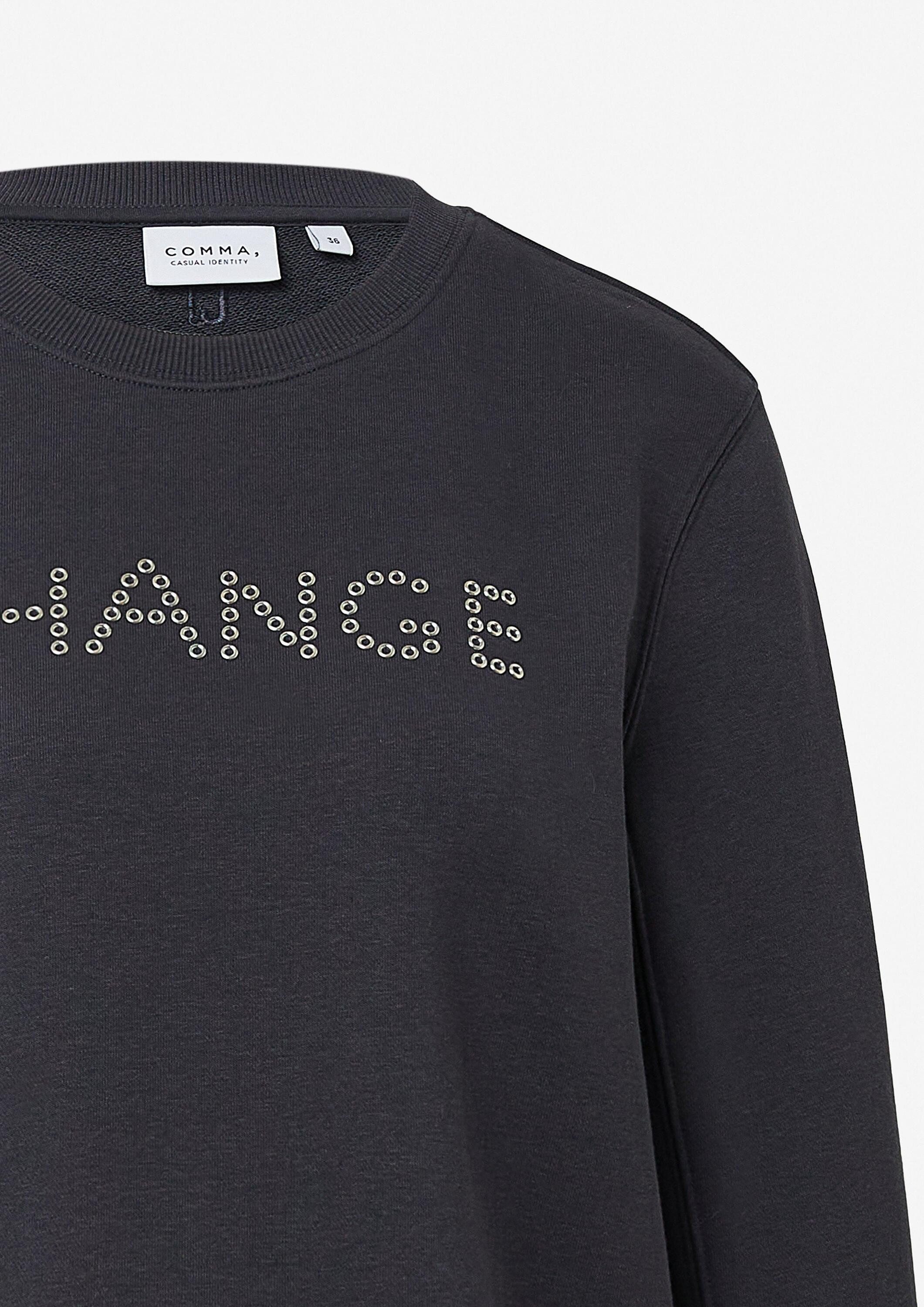 comma Sweatshirt Sweatshirt Sweatshirt mit Nieten-Artwork