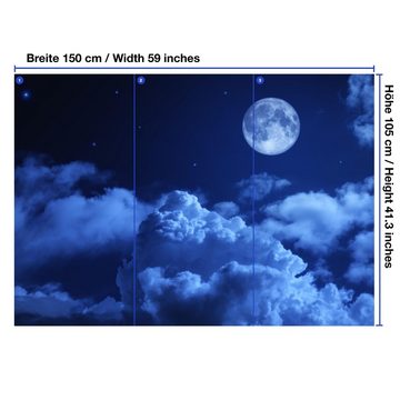 wandmotiv24 Fototapete Nacht Mond Himmel Sternen Wolken Blau, glatt, Wandtapete, Motivtapete, matt, Vliestapete
