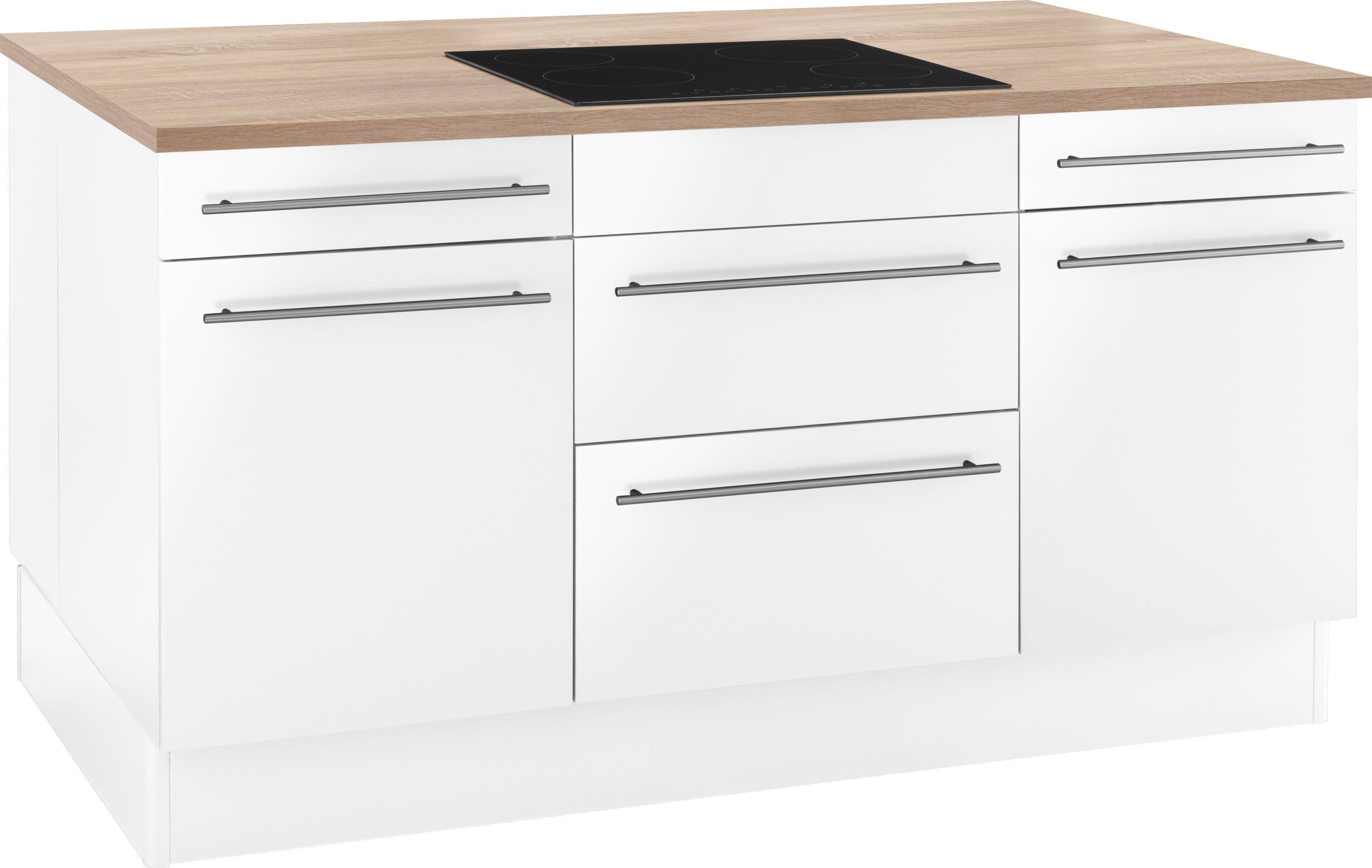 OPTIFIT Kücheninsel Bern, Stellbreite 160x95 cm mit höhenverstellbaren Füßen, mit Metallgriffen
