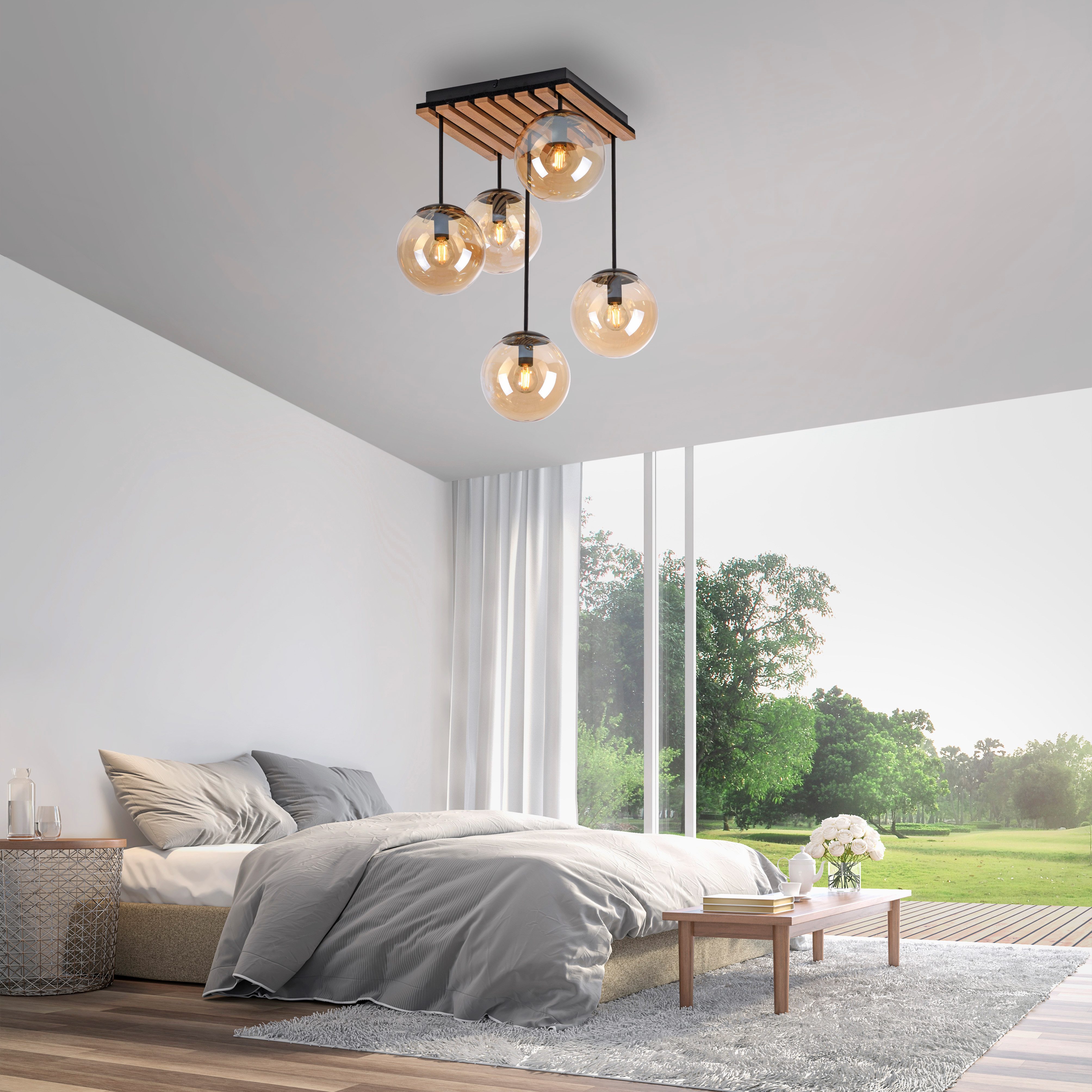 my home Deckenleuchte Erinette Akustikpaneele mit Glaskugeln, Leuchtmittel günstig online kaufen