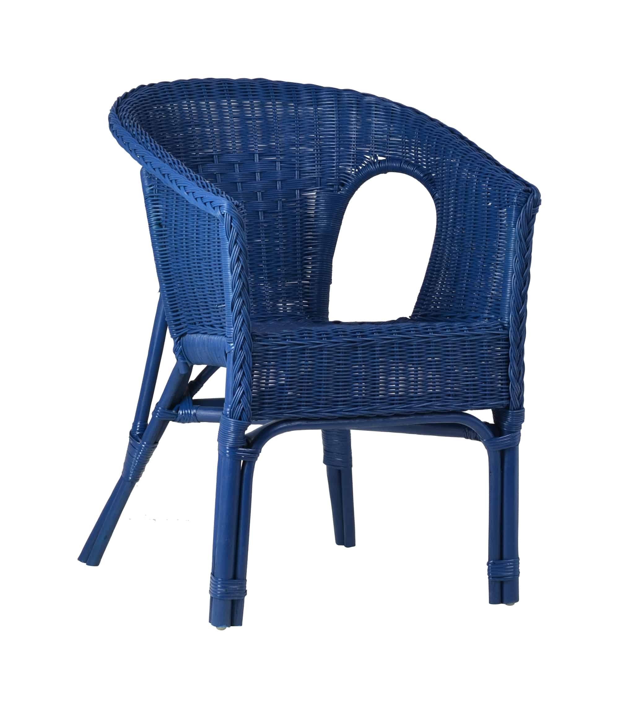 MiaMöbel Rattanstuhl Rattan, aus Rattangeflecht Blau