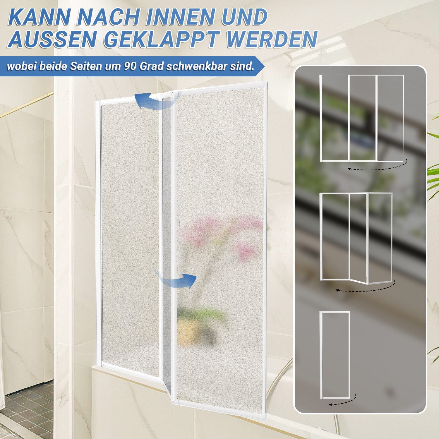 Clanmacy Duschwand Badewannenaufsatz Faltwand Duschwand für Badewanne Badewannenfaltwand